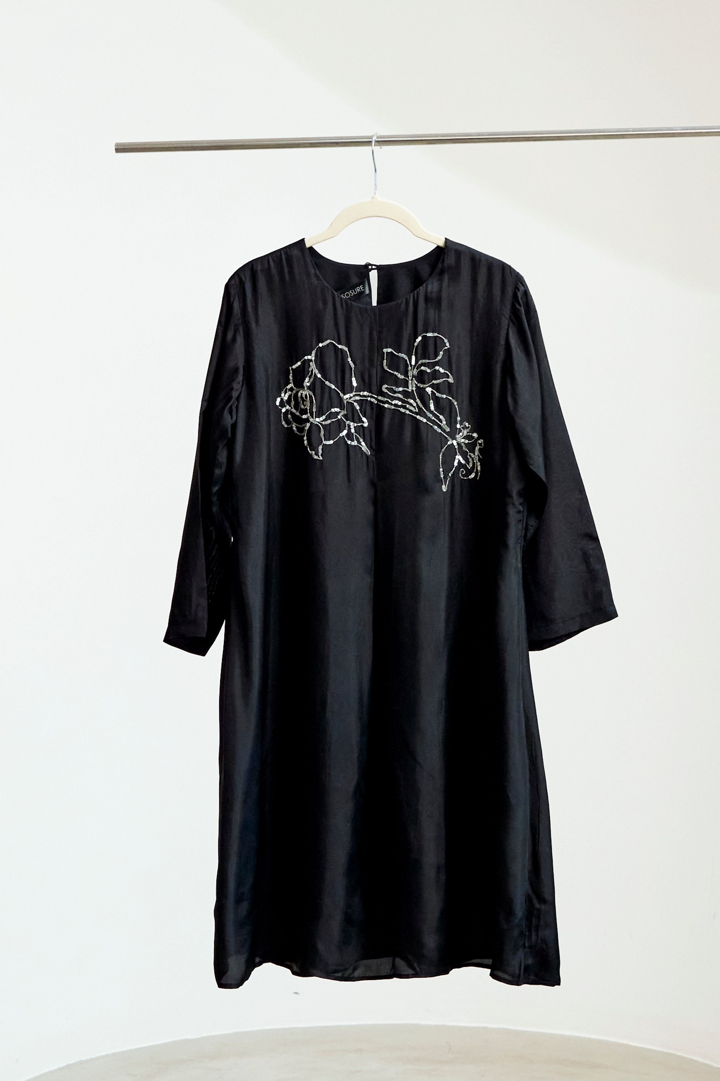 Black Big Rose Dress