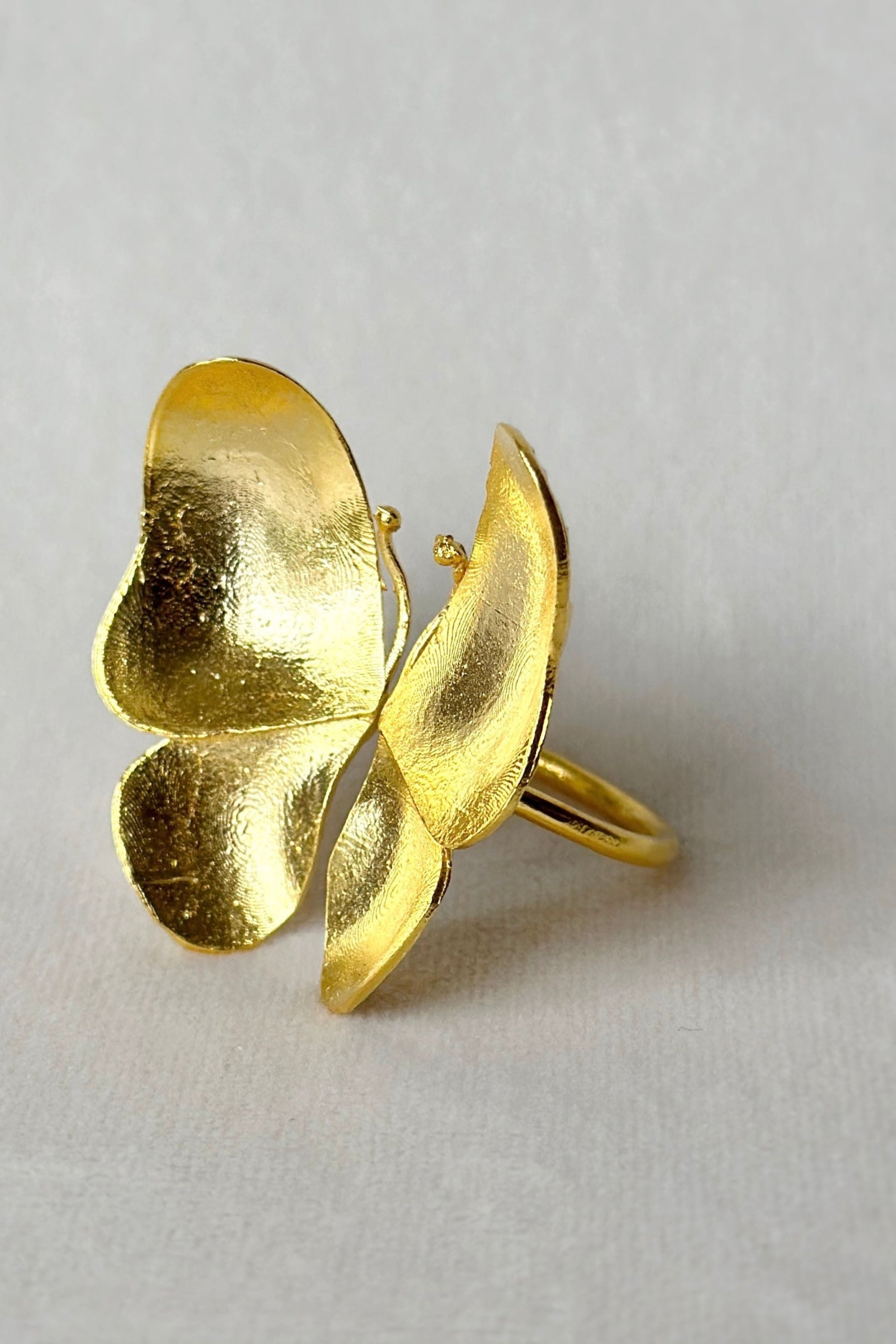 Wings of Spring open Butterfly ring gold