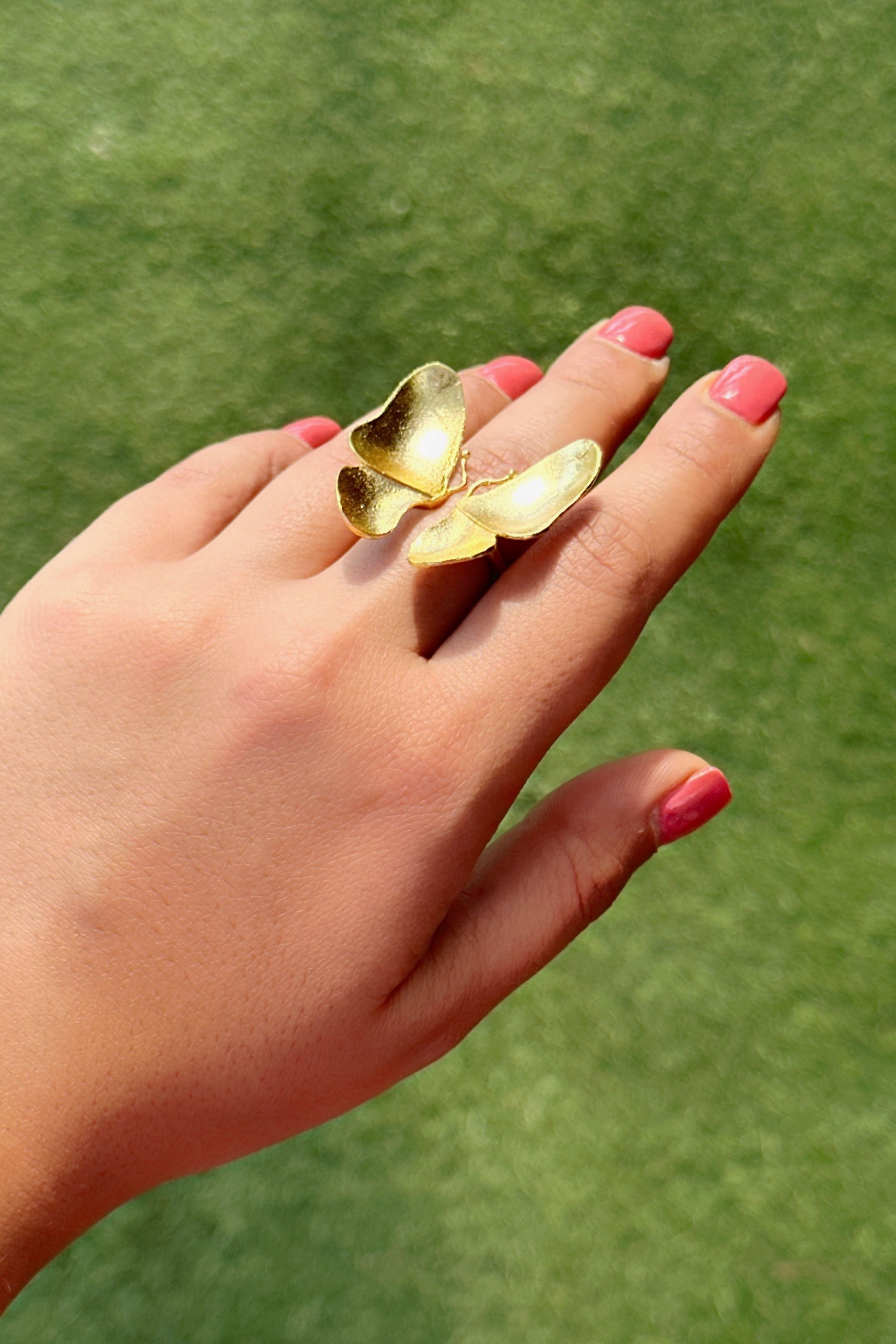 Wings of Spring open Butterfly ring gold