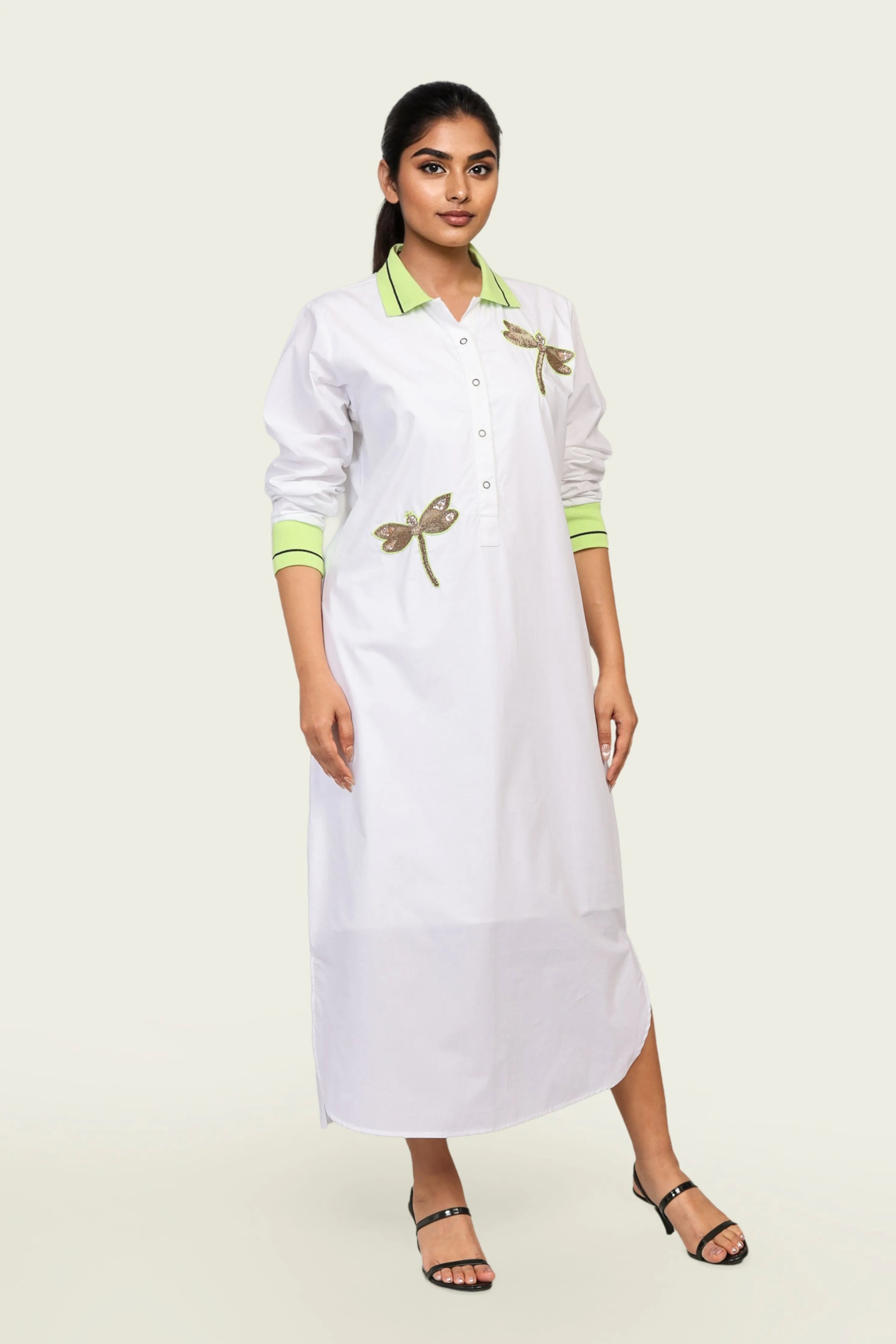 White Cotton Maxi Dress with Embroidery