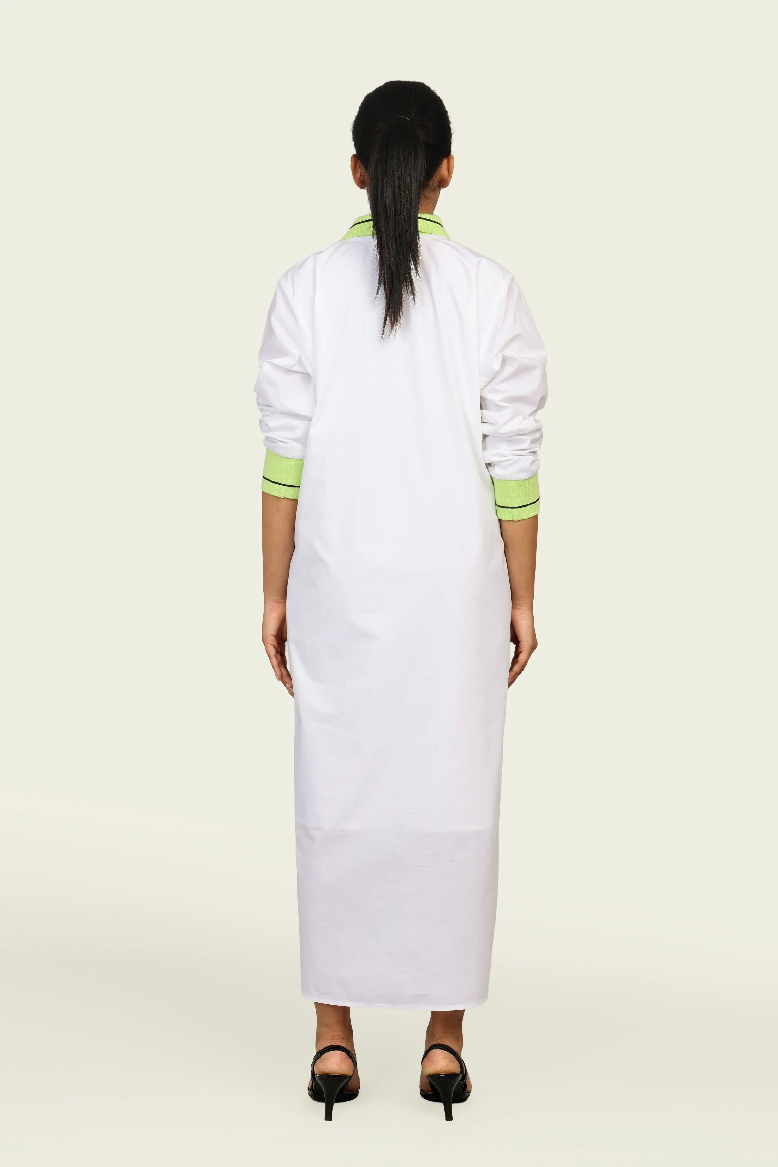 White Cotton Maxi Dress with Embroidery