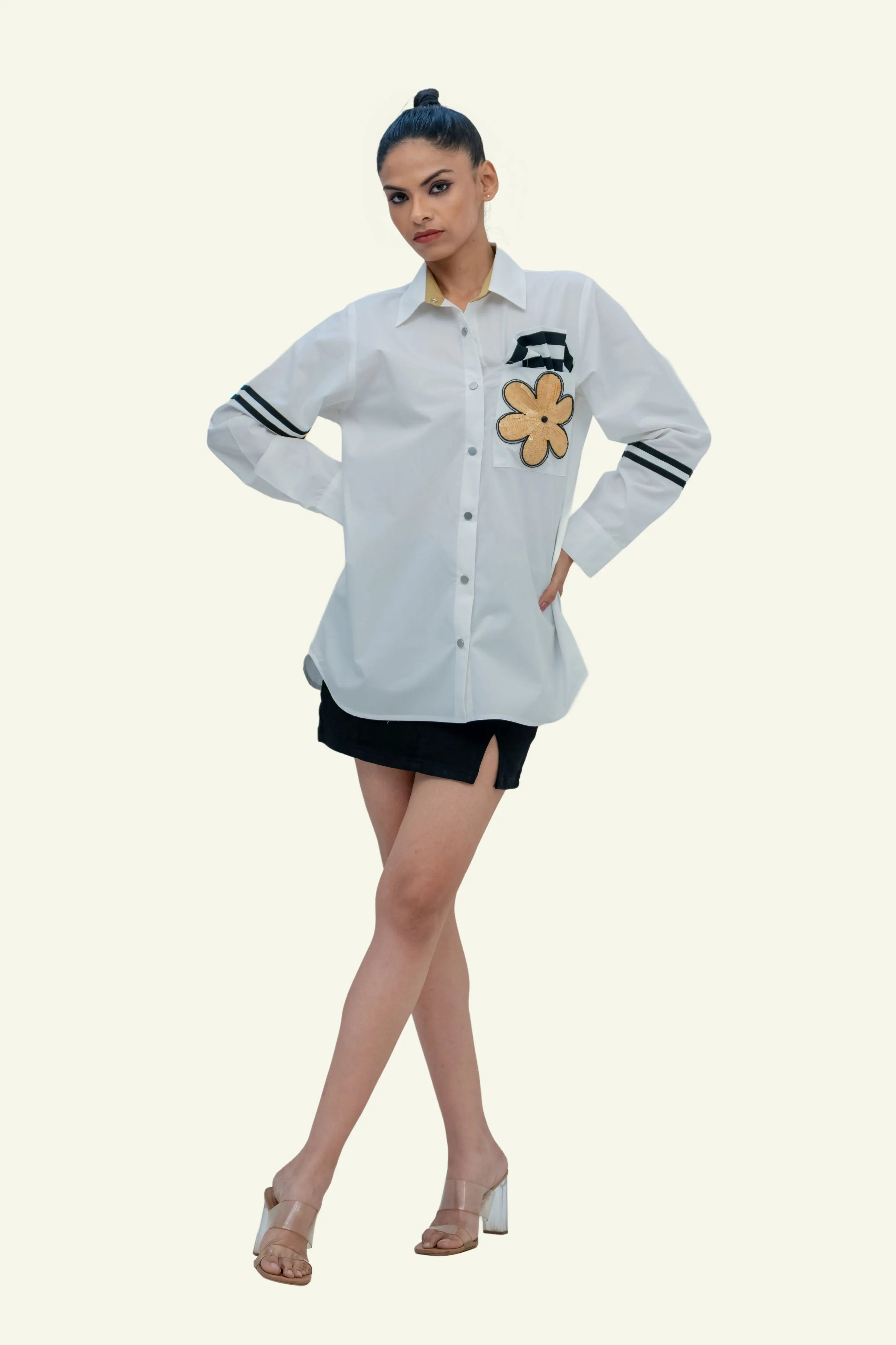 White Cotton Shirt with Embroidery