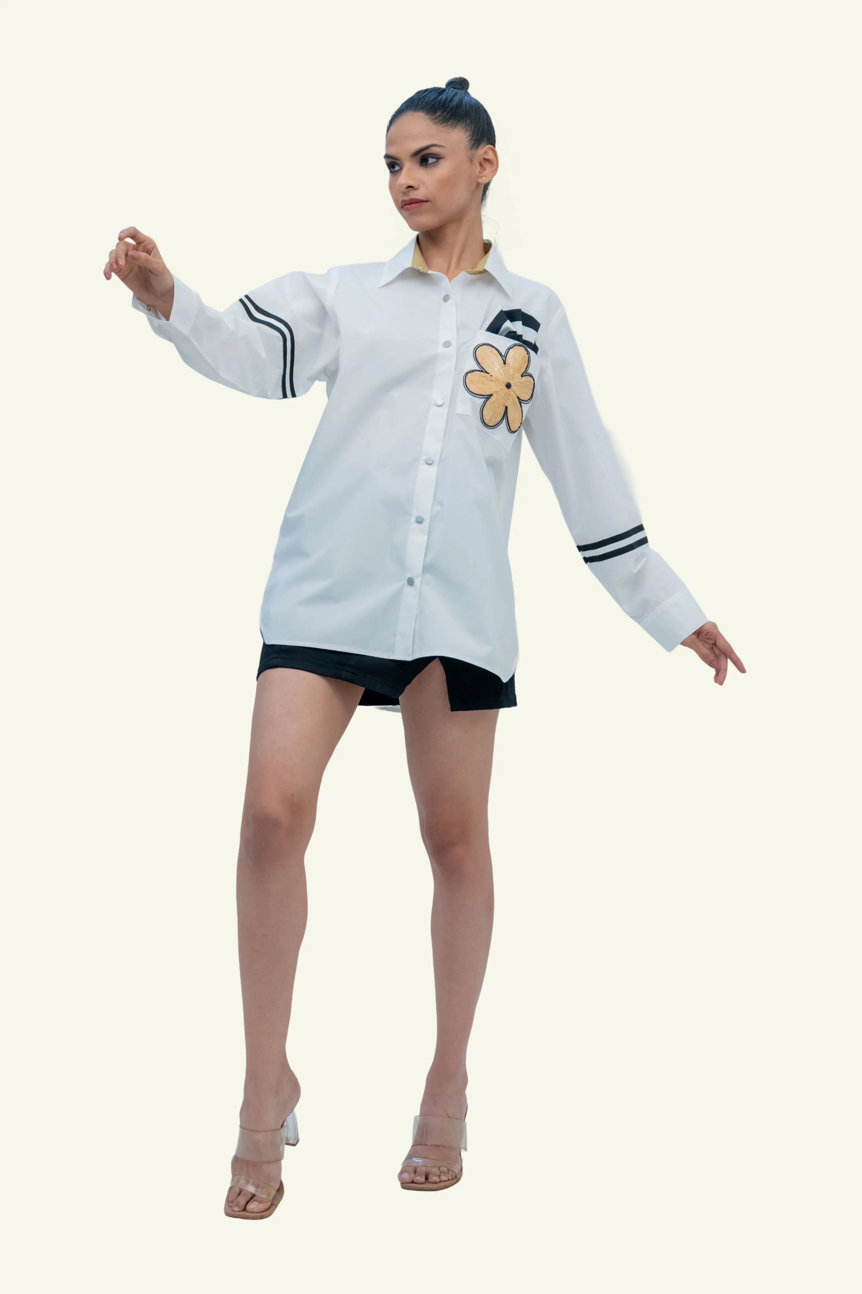 White Cotton Shirt with Embroidery