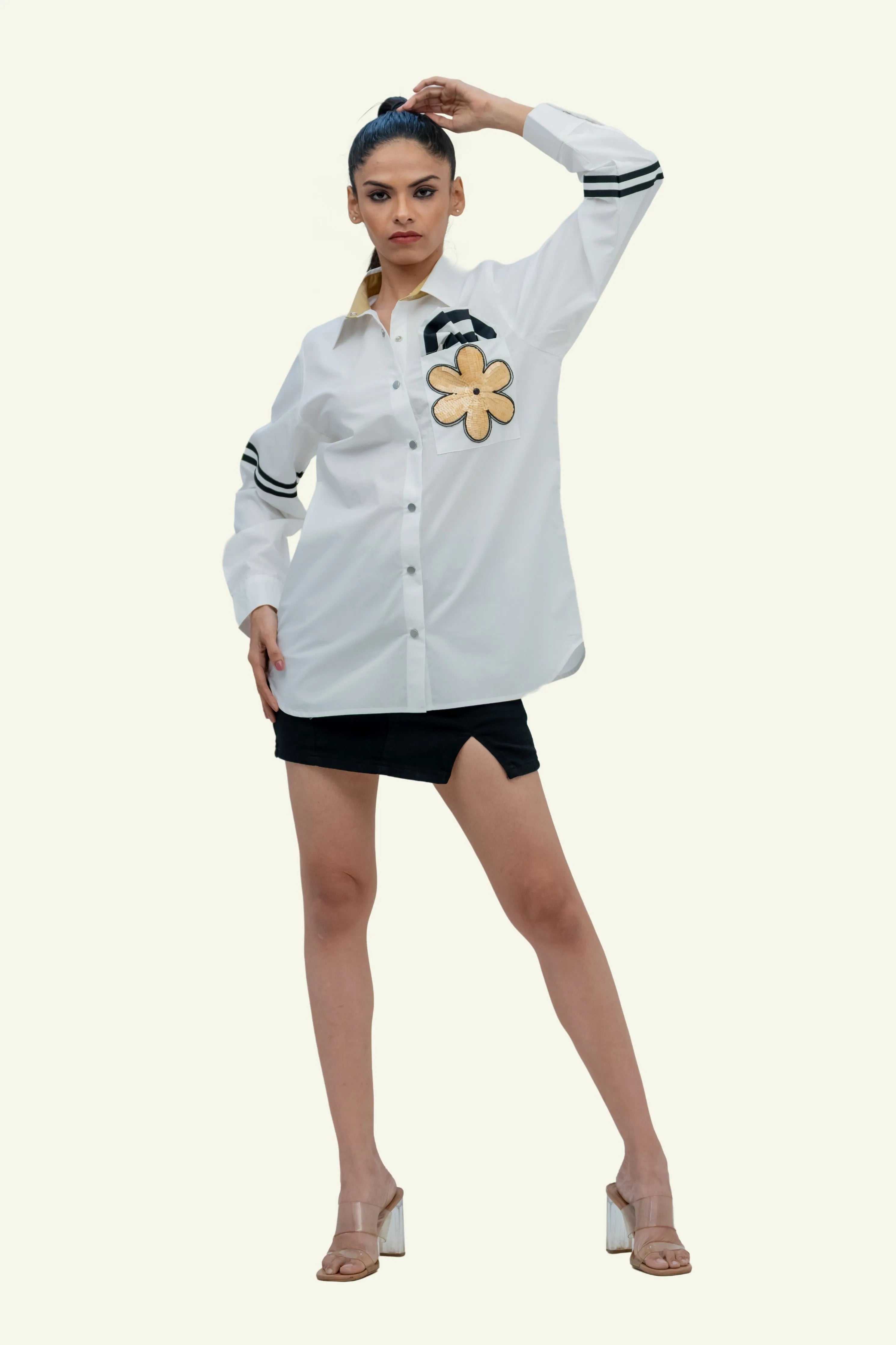 White Cotton Shirt with Embroidery