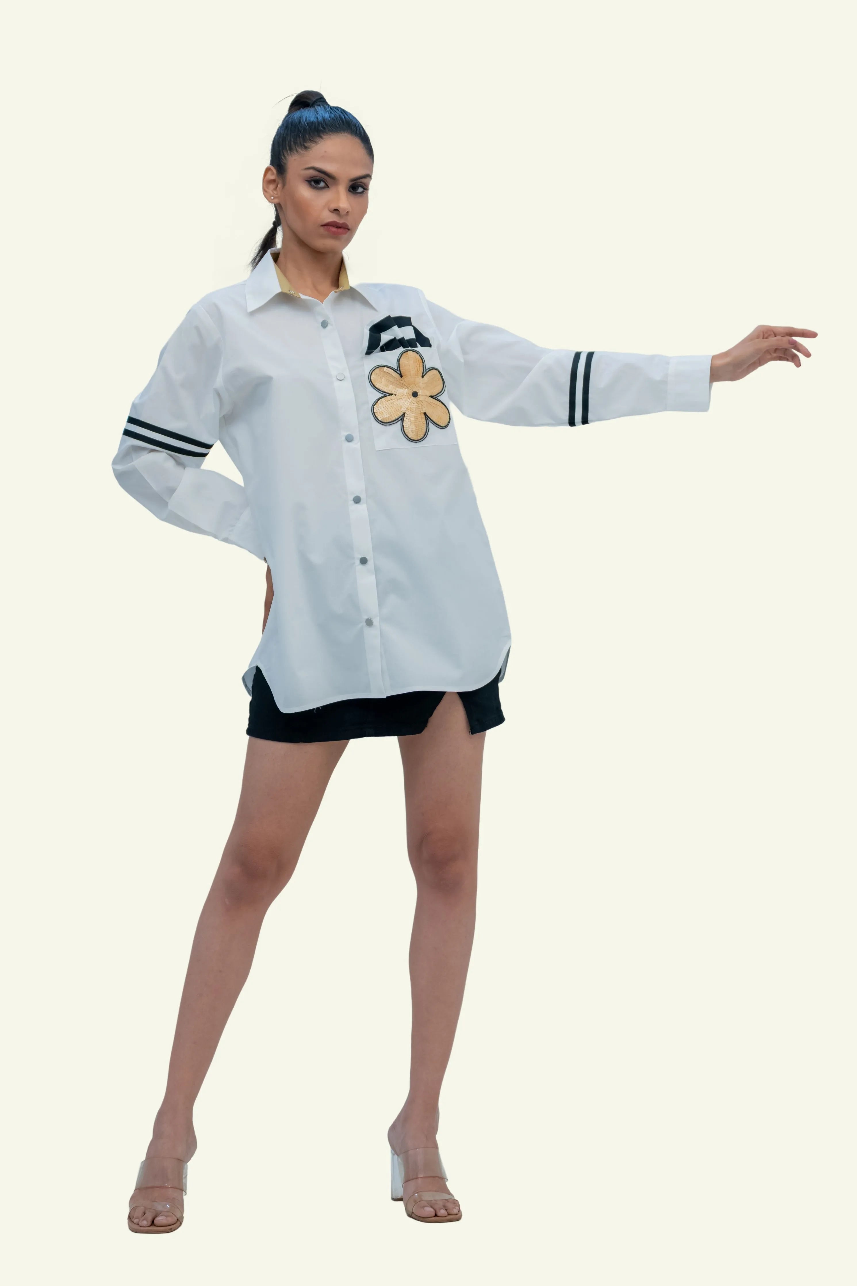 White Cotton Shirt with Embroidery