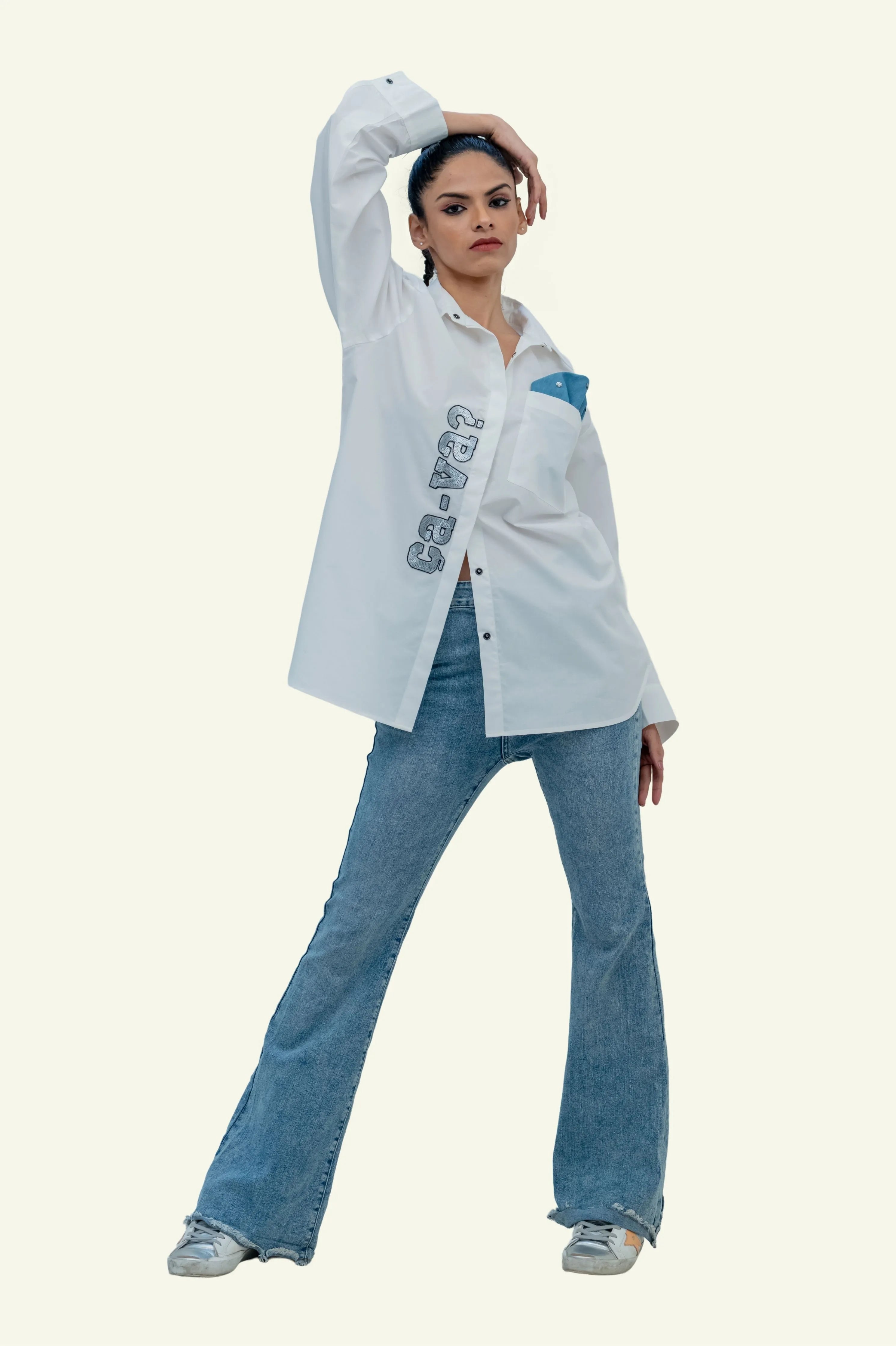White Cotton Shirt with Embroidery