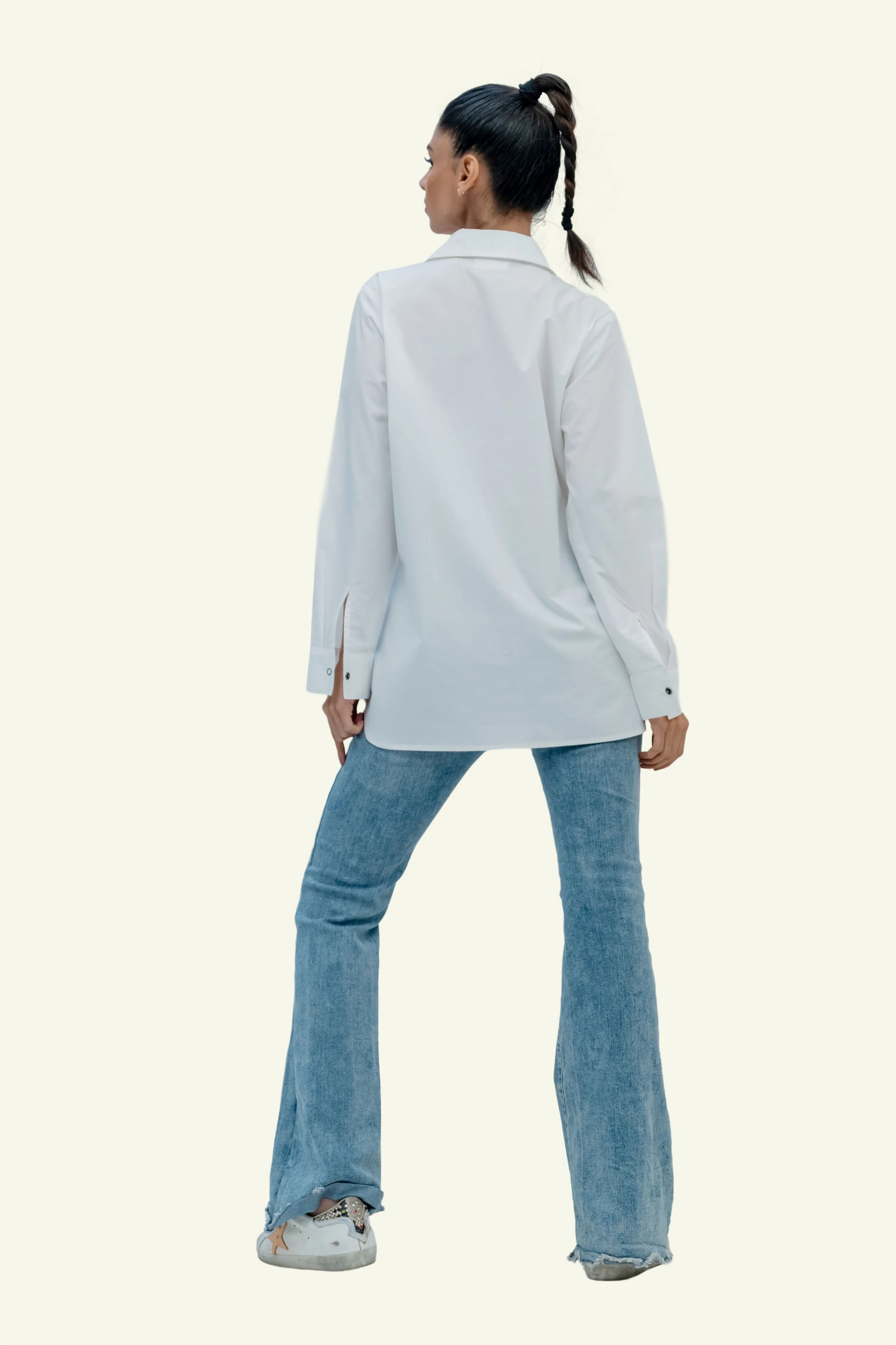 White Cotton Shirt with Embroidery