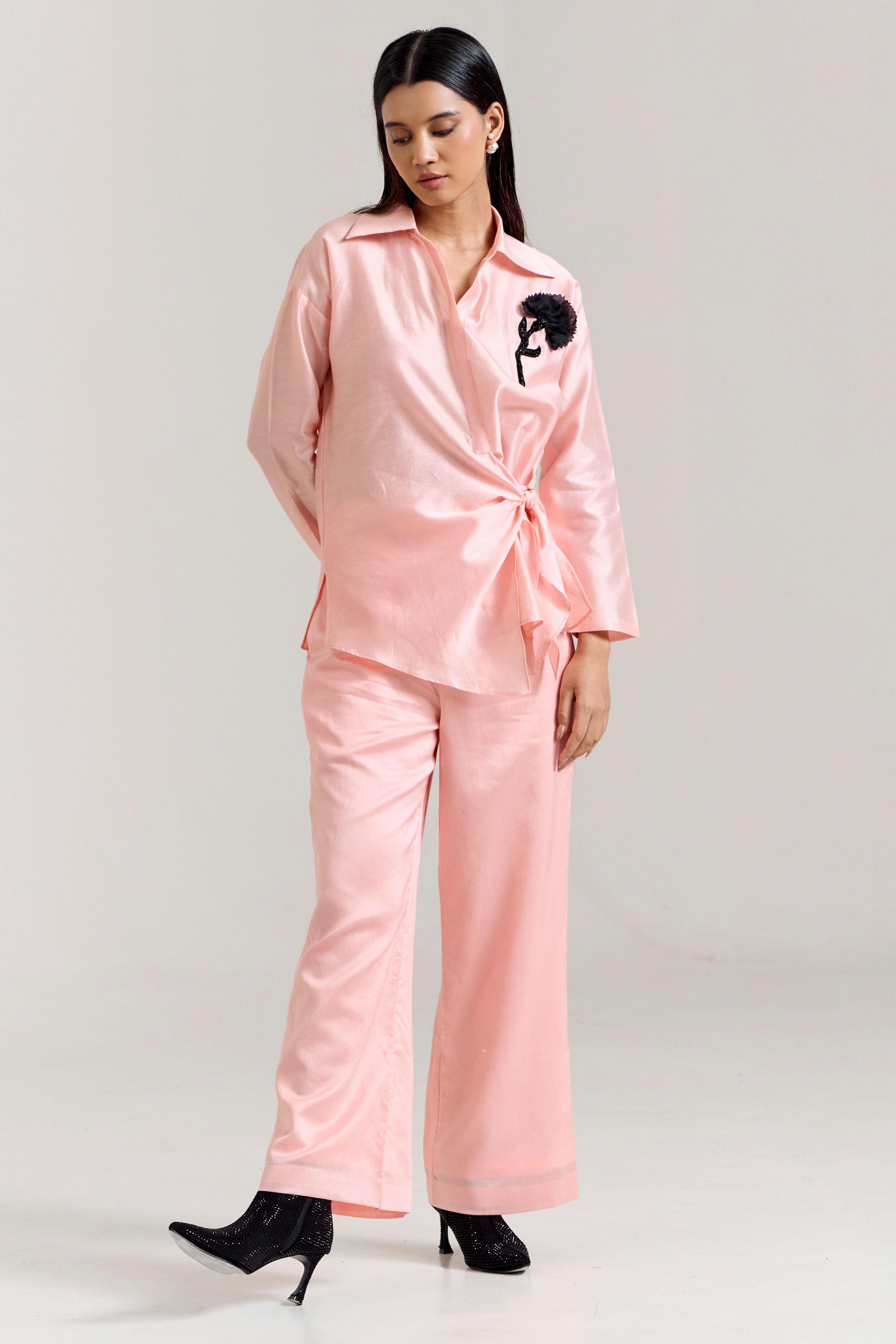 Pink Brooch Side tie Coord