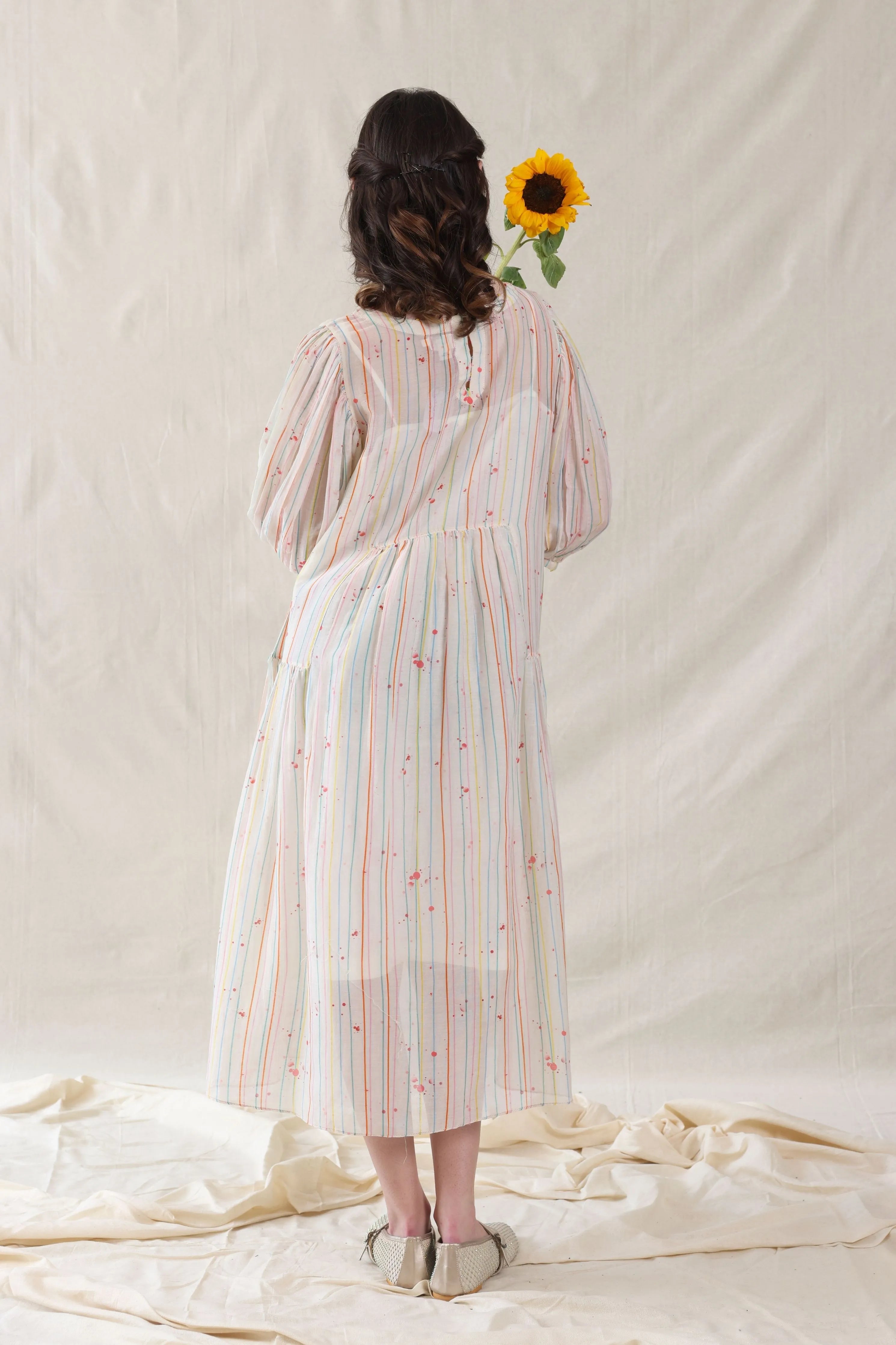 Off-White Hand Woven Cotton Silk Dress