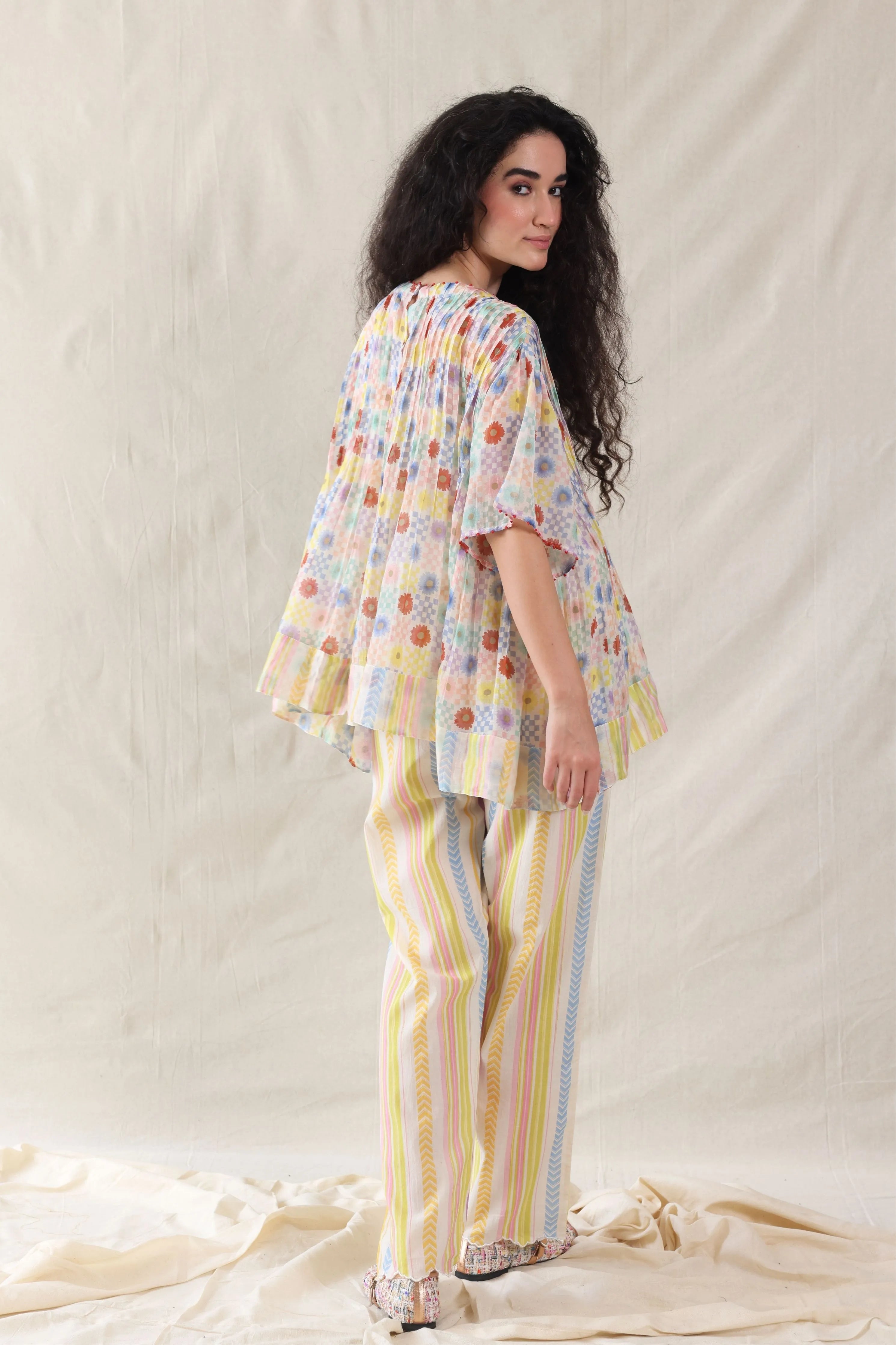 Multicolor Hand Woven Cotton Silk Top