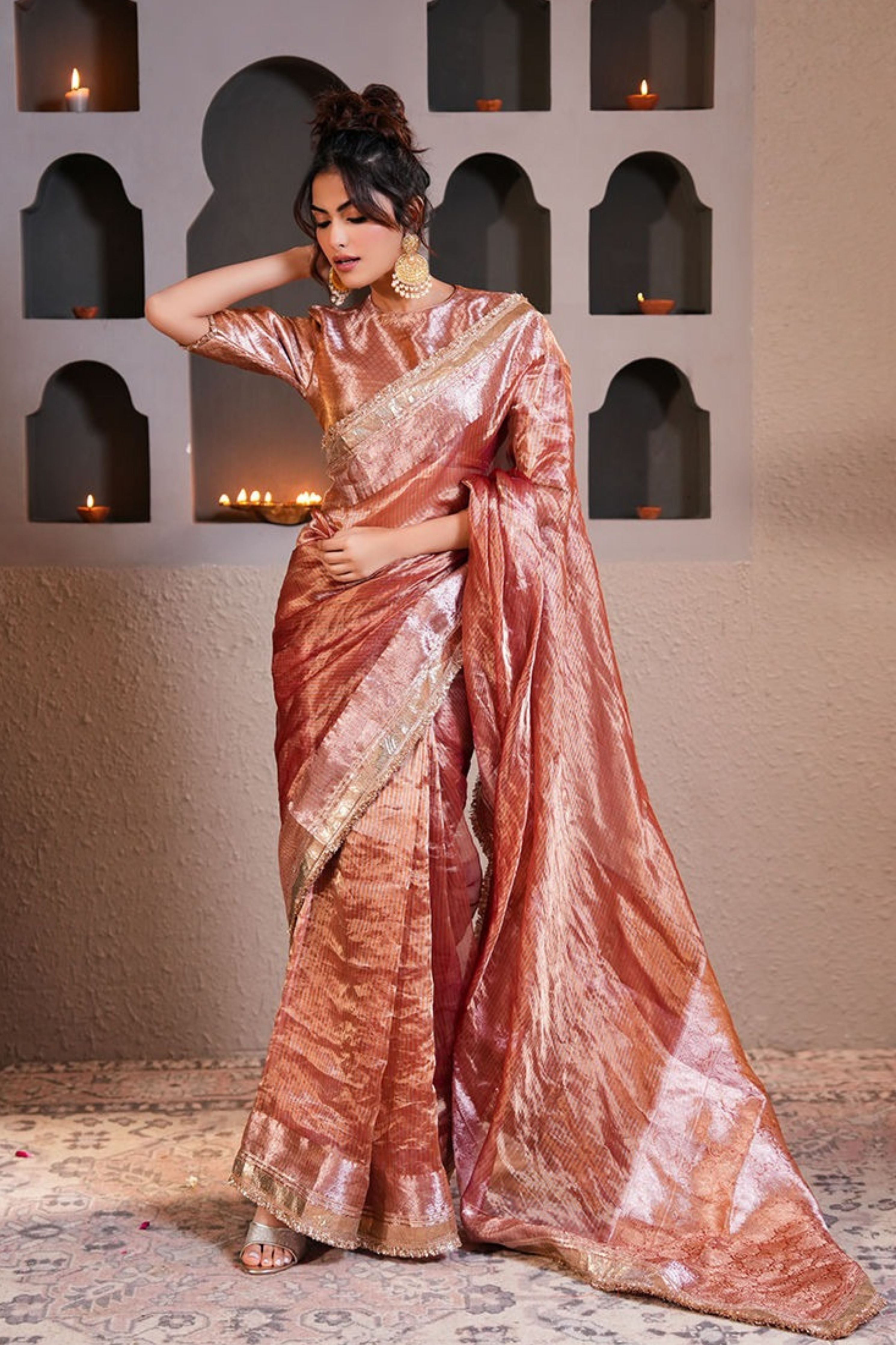 Badami Gold Tissue Silk Saree