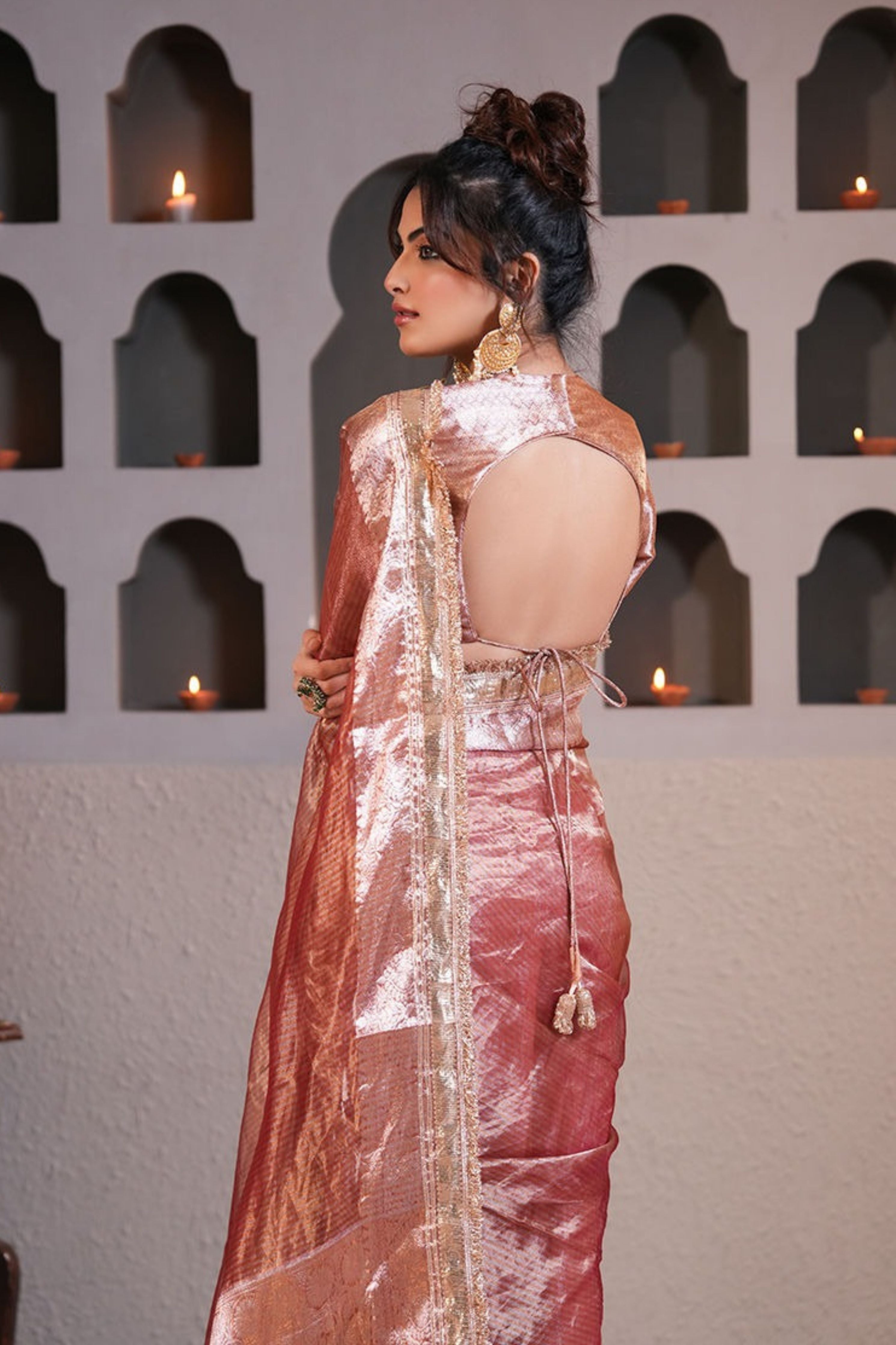 Badami Gold Tissue Silk Saree