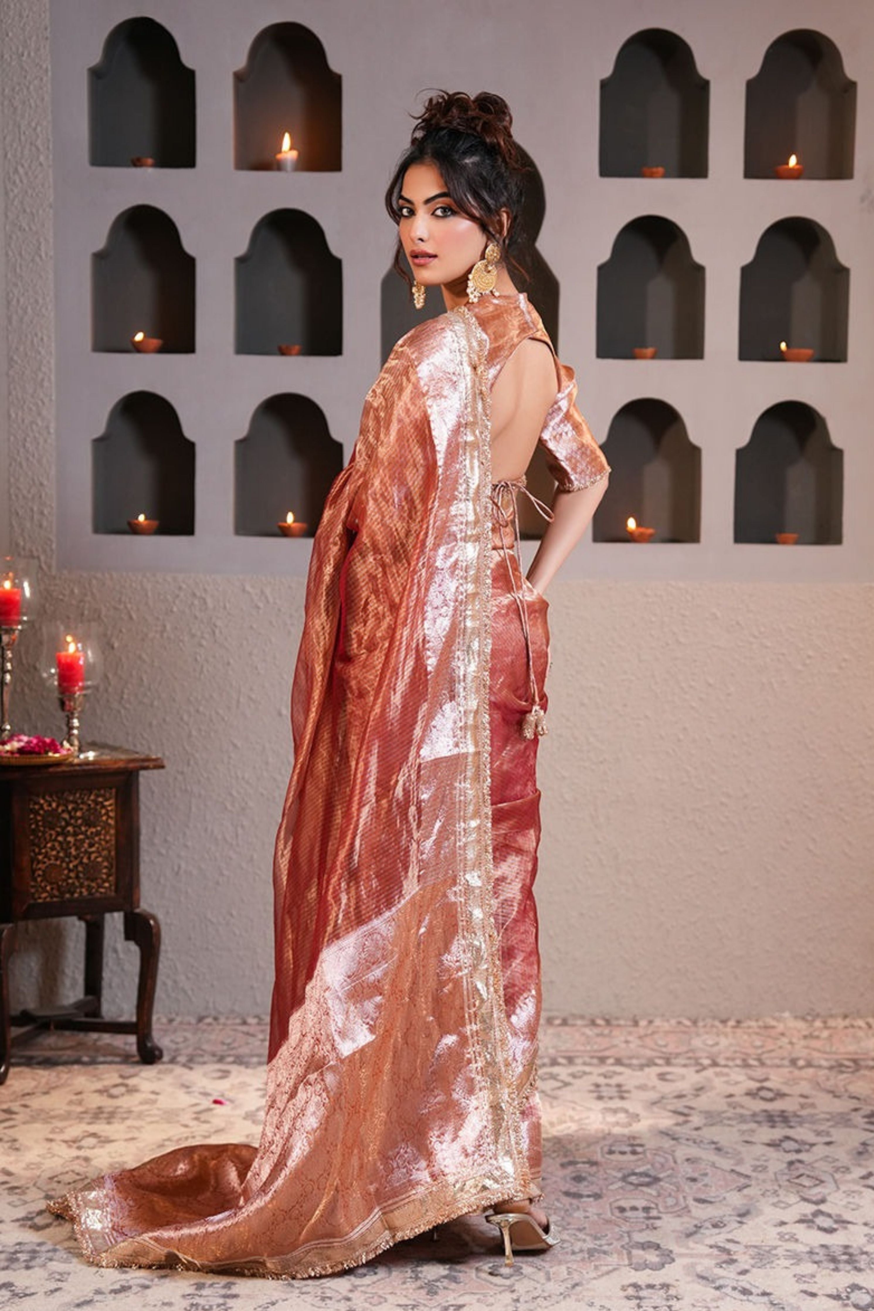 Badami Gold Tissue Silk Saree