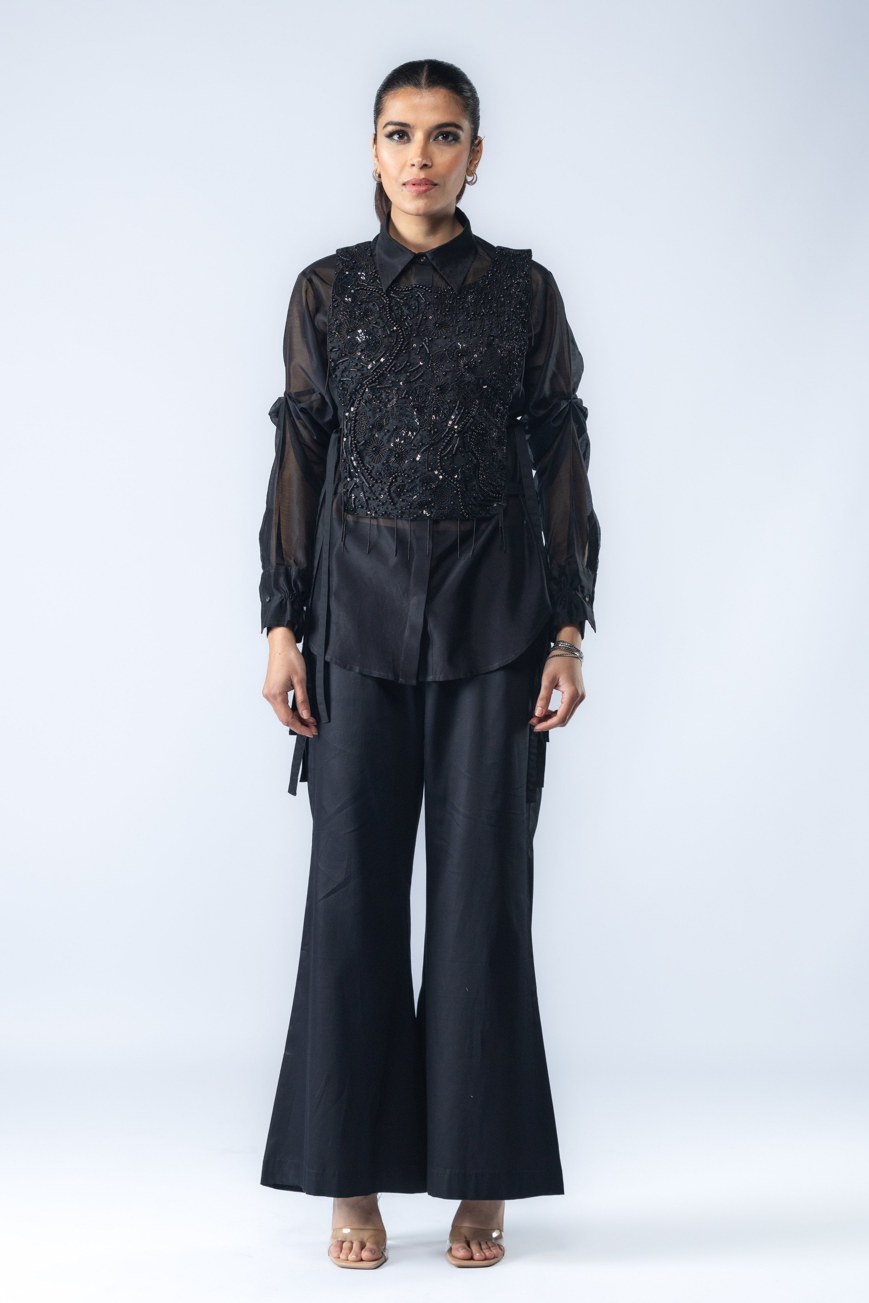Black Hand Embroidered Co-Ord Set