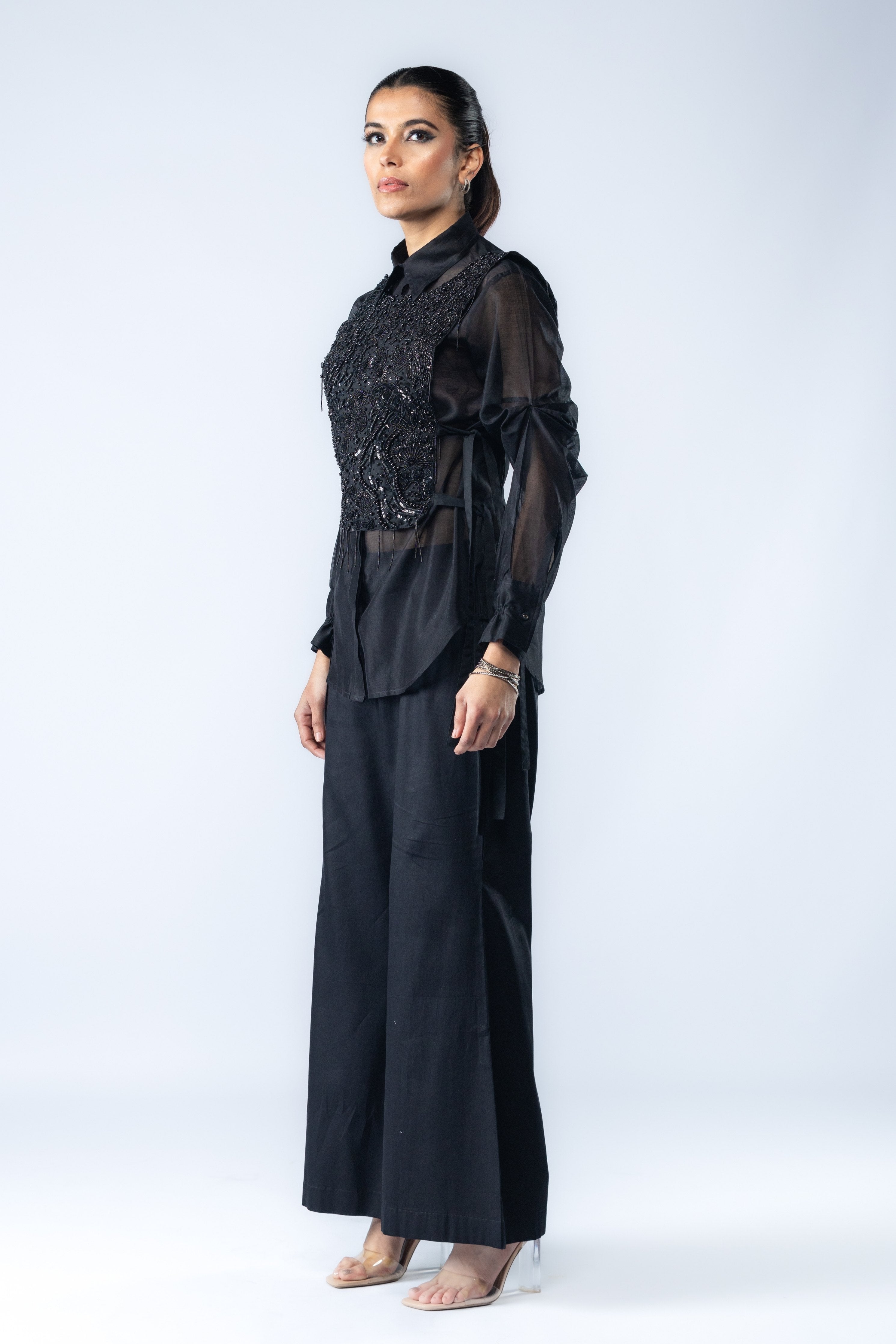 Black Hand Embroidered Co-Ord Set