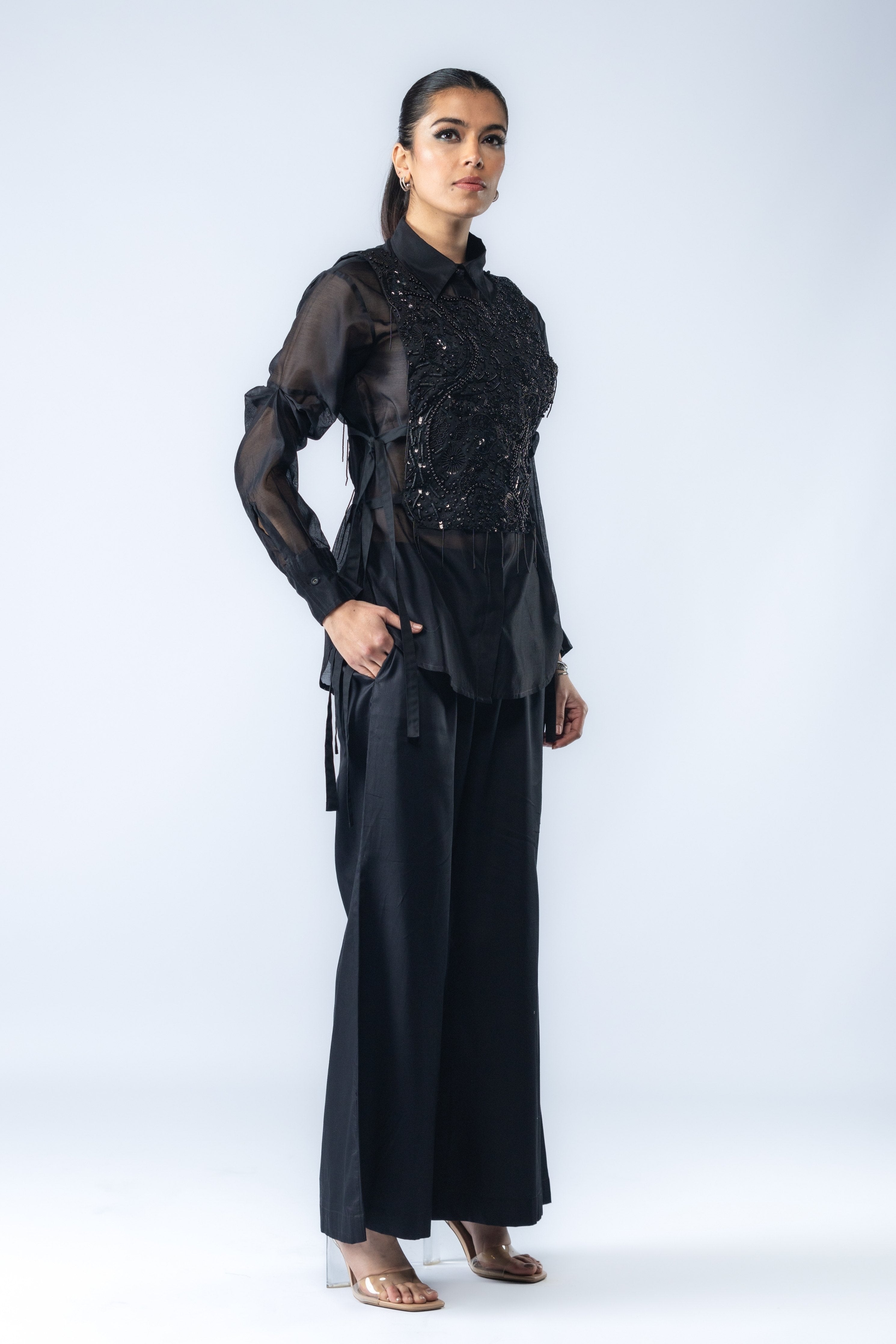 Black Hand Embroidered Co-Ord Set
