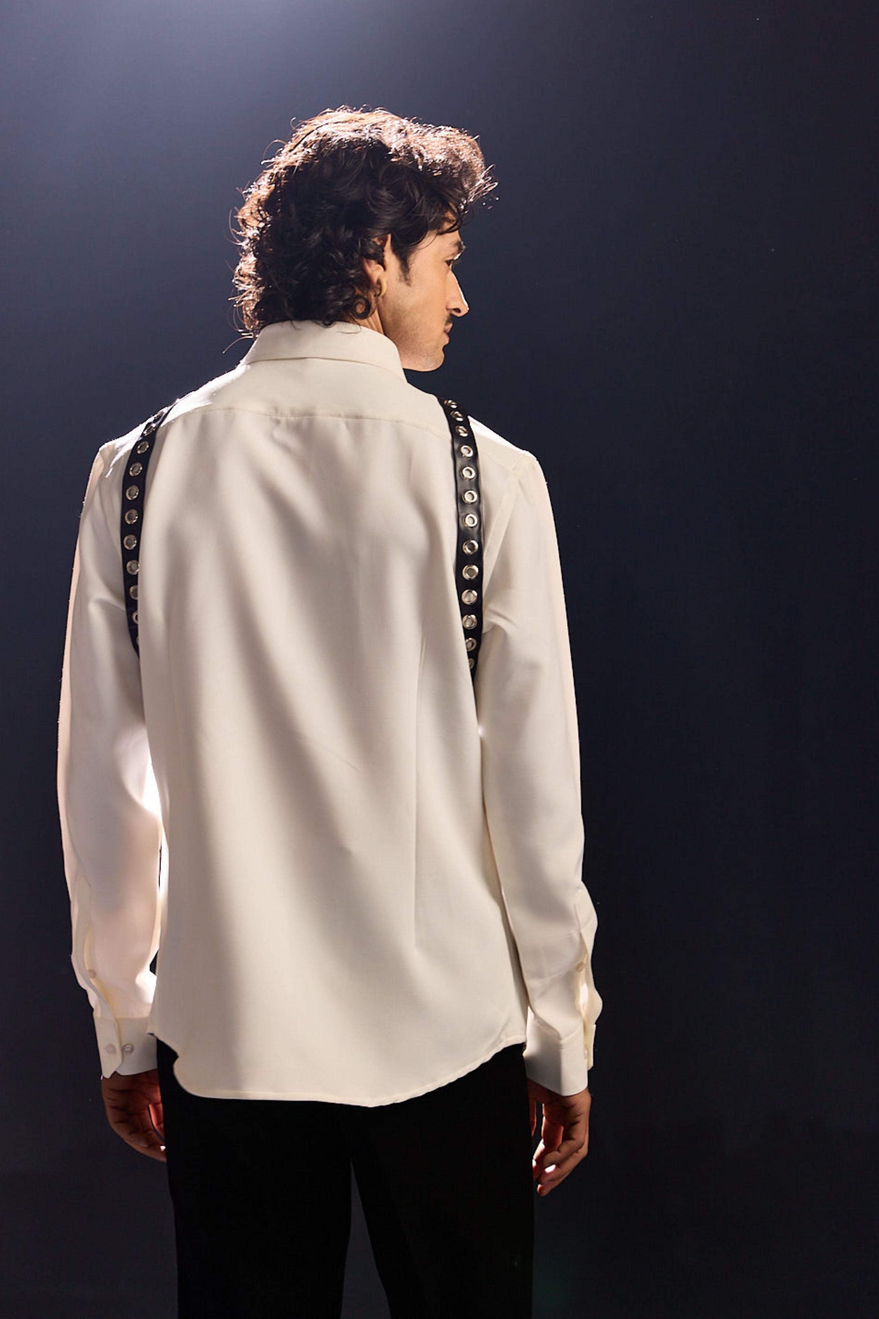 Black Leather Detailing Shirt