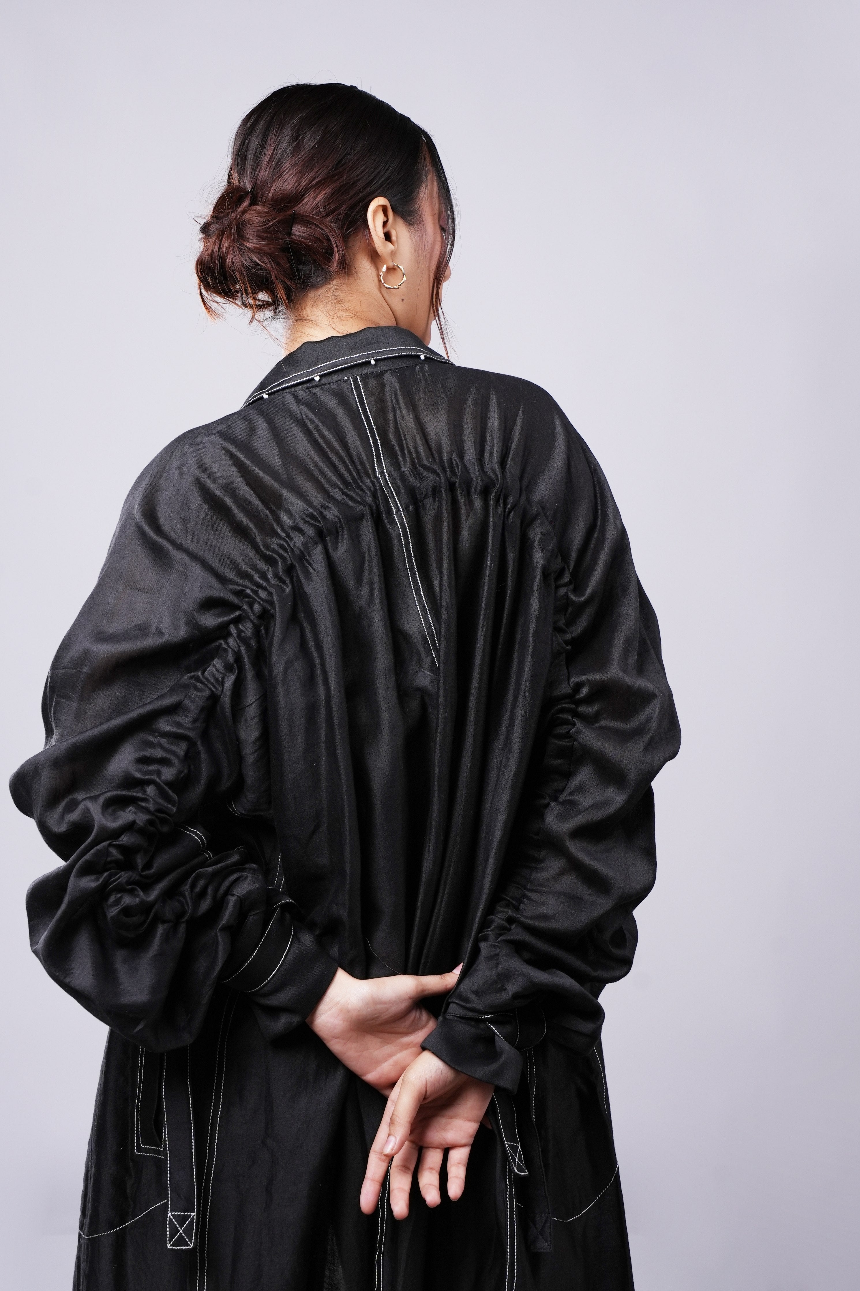Black Robe Lapel Collar With Top