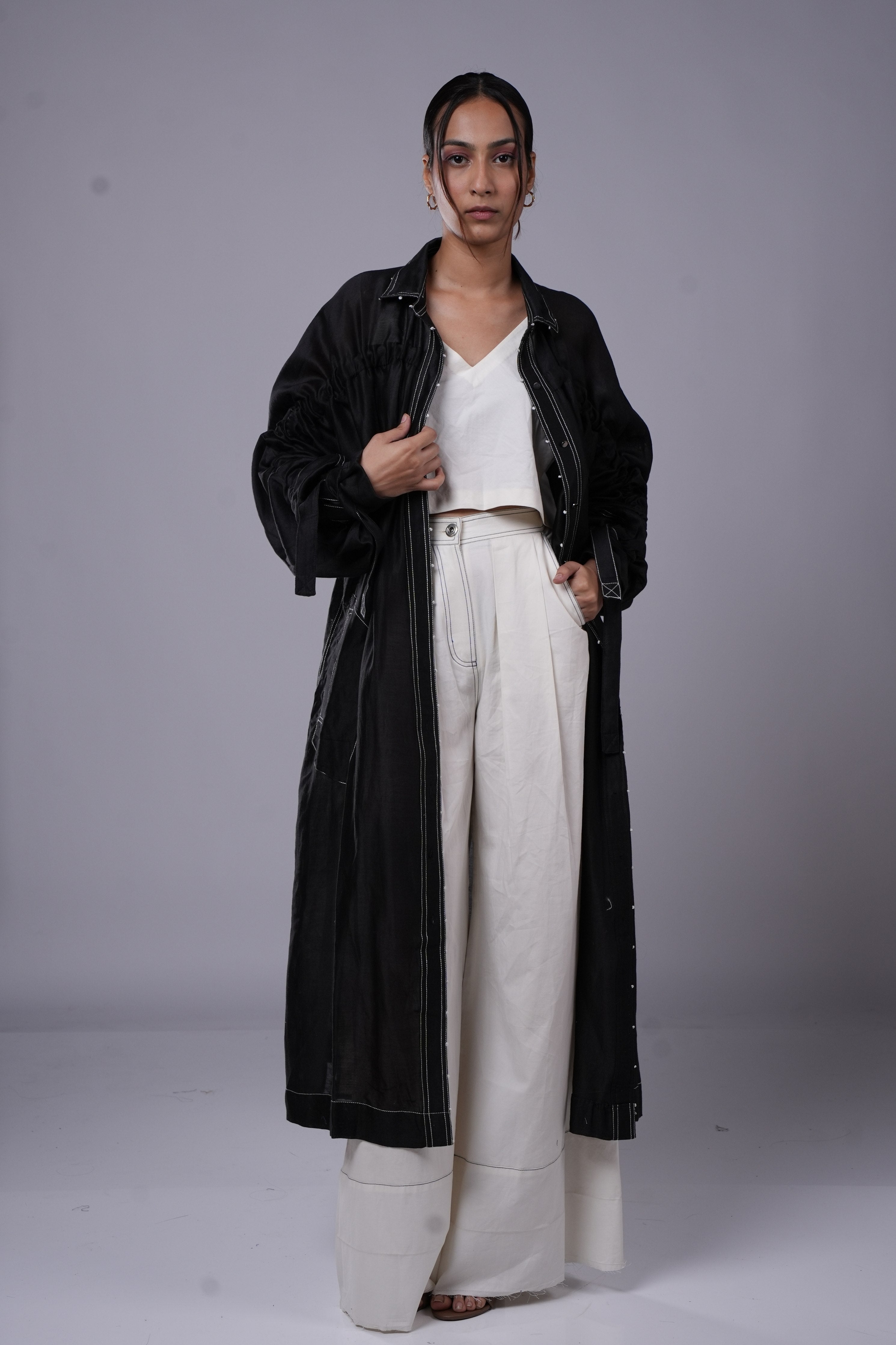 Black Robe Lapel Collar With Top