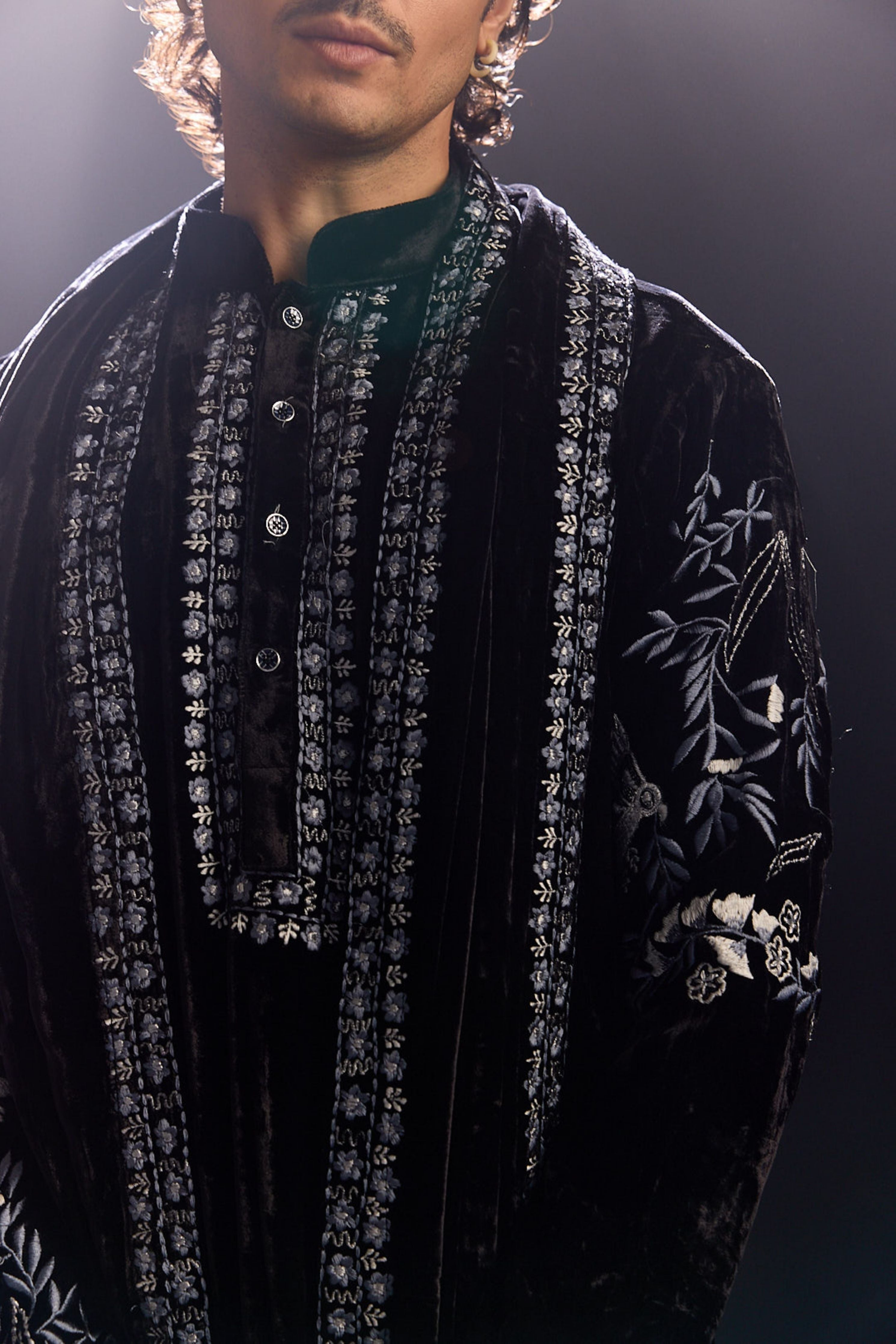 Black Velvet Kurta Set