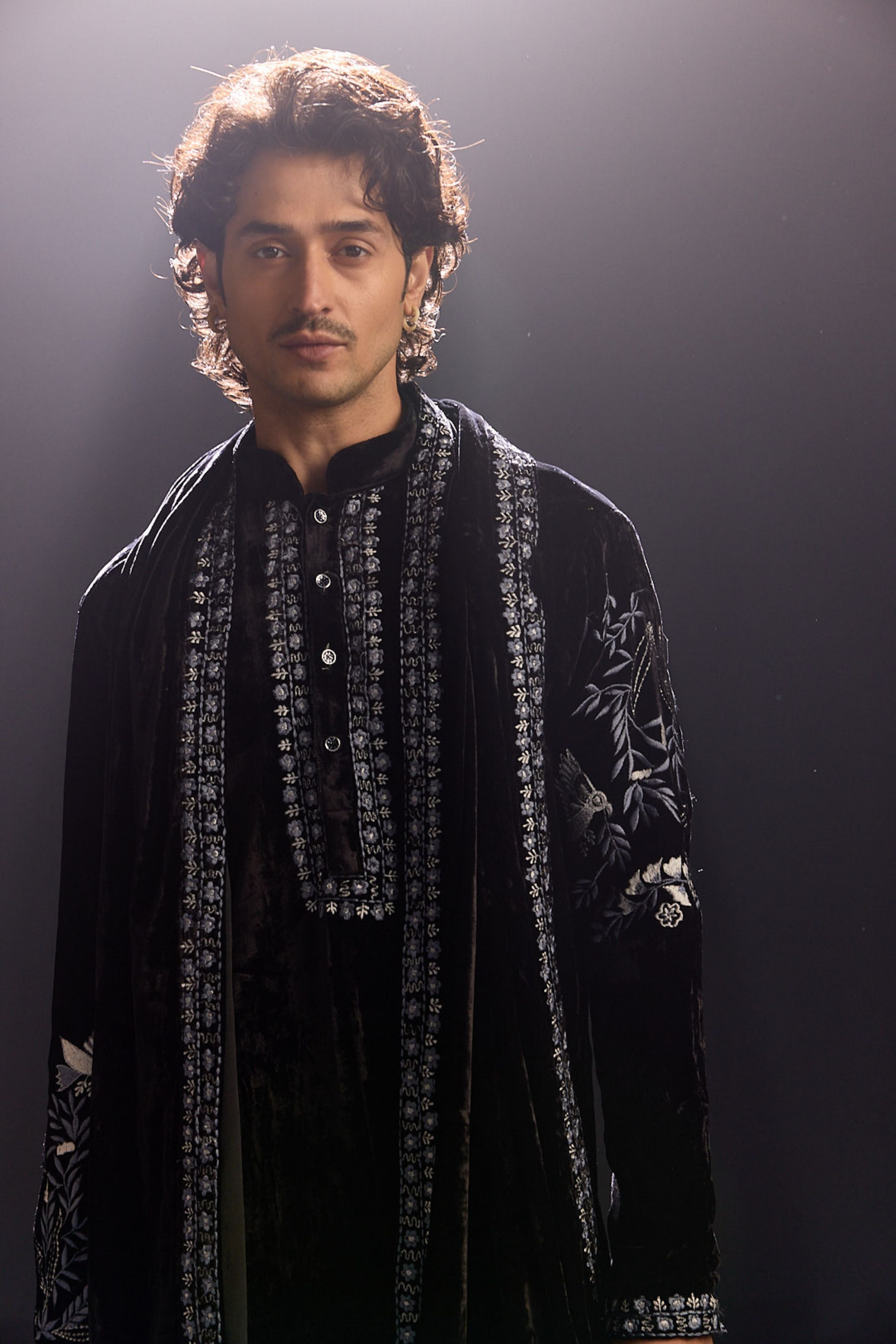 Black Velvet Kurta Set