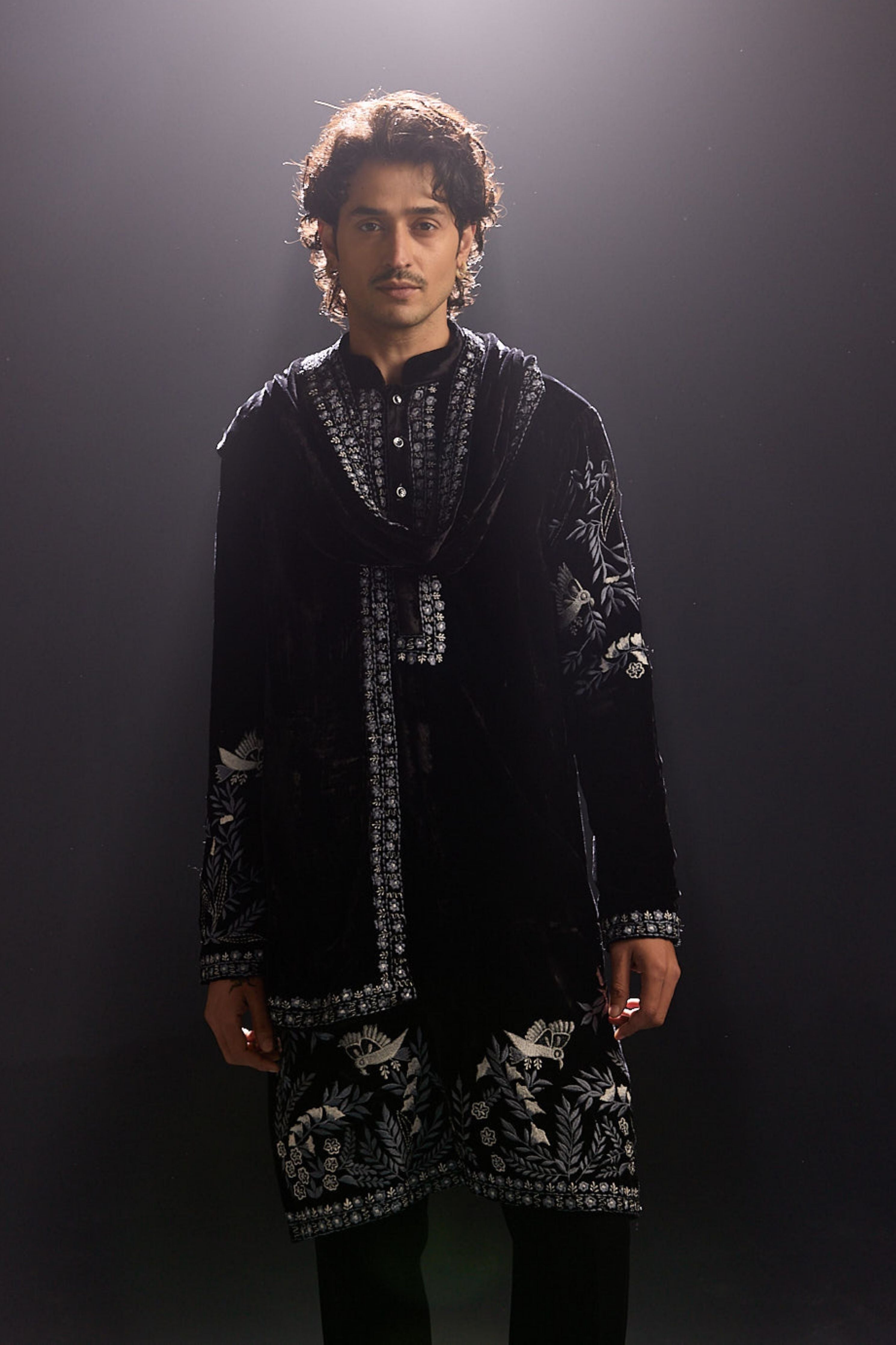 Black Velvet Kurta Set