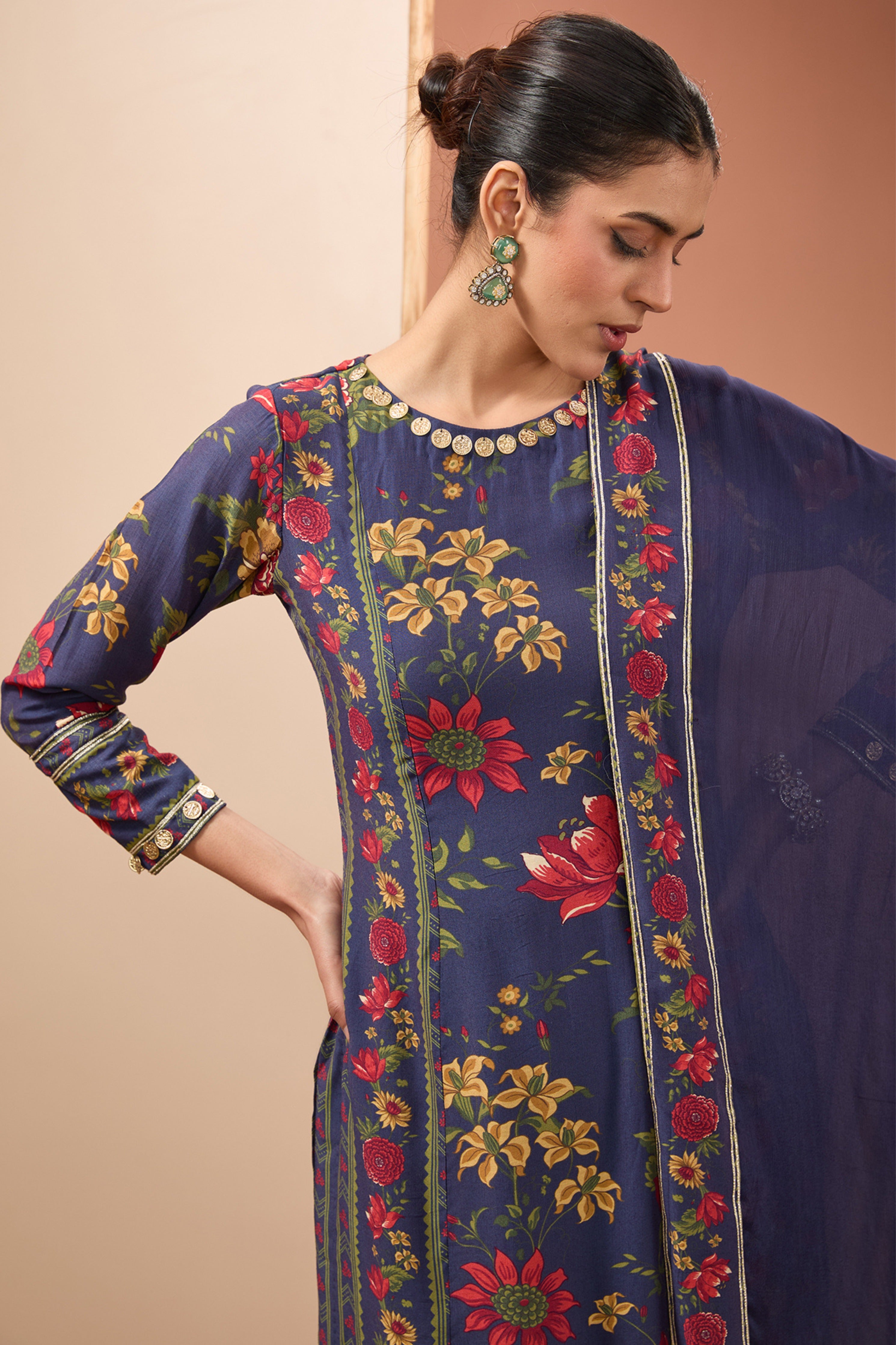 Blue Printed Kurta Set