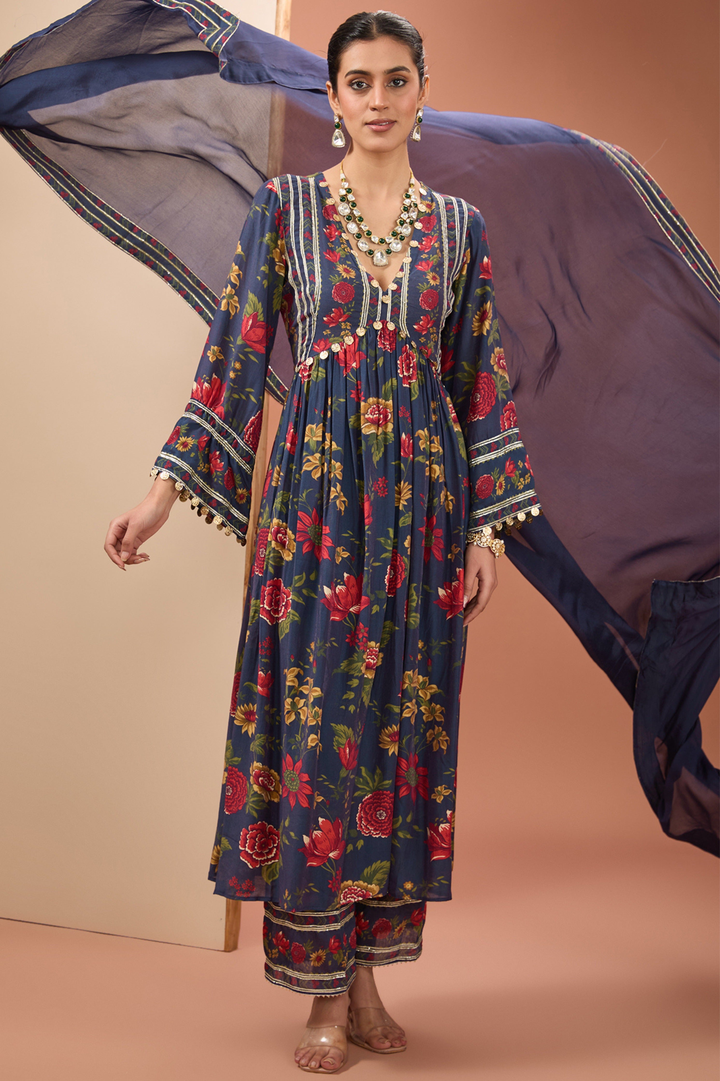 Blue Printed Kurta Set