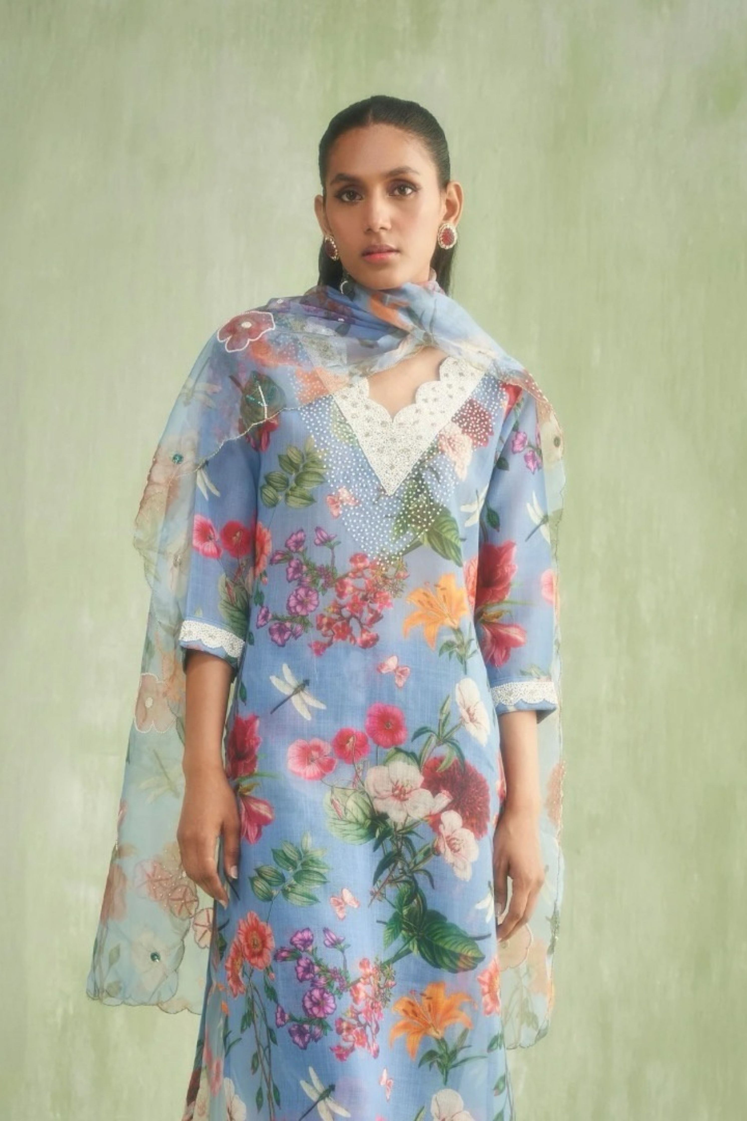Blue Printed Kurta Set