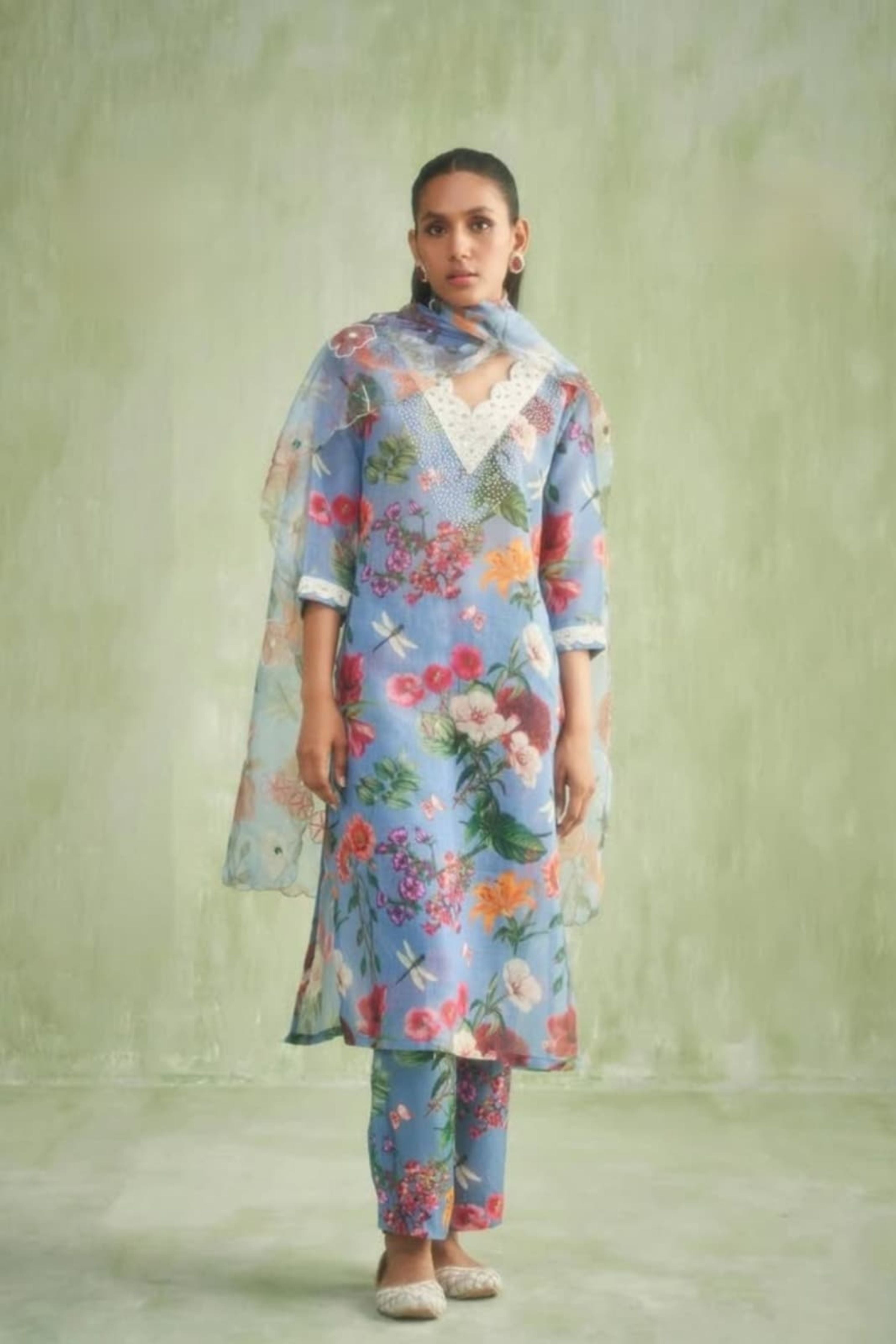 Blue Printed Kurta Set
