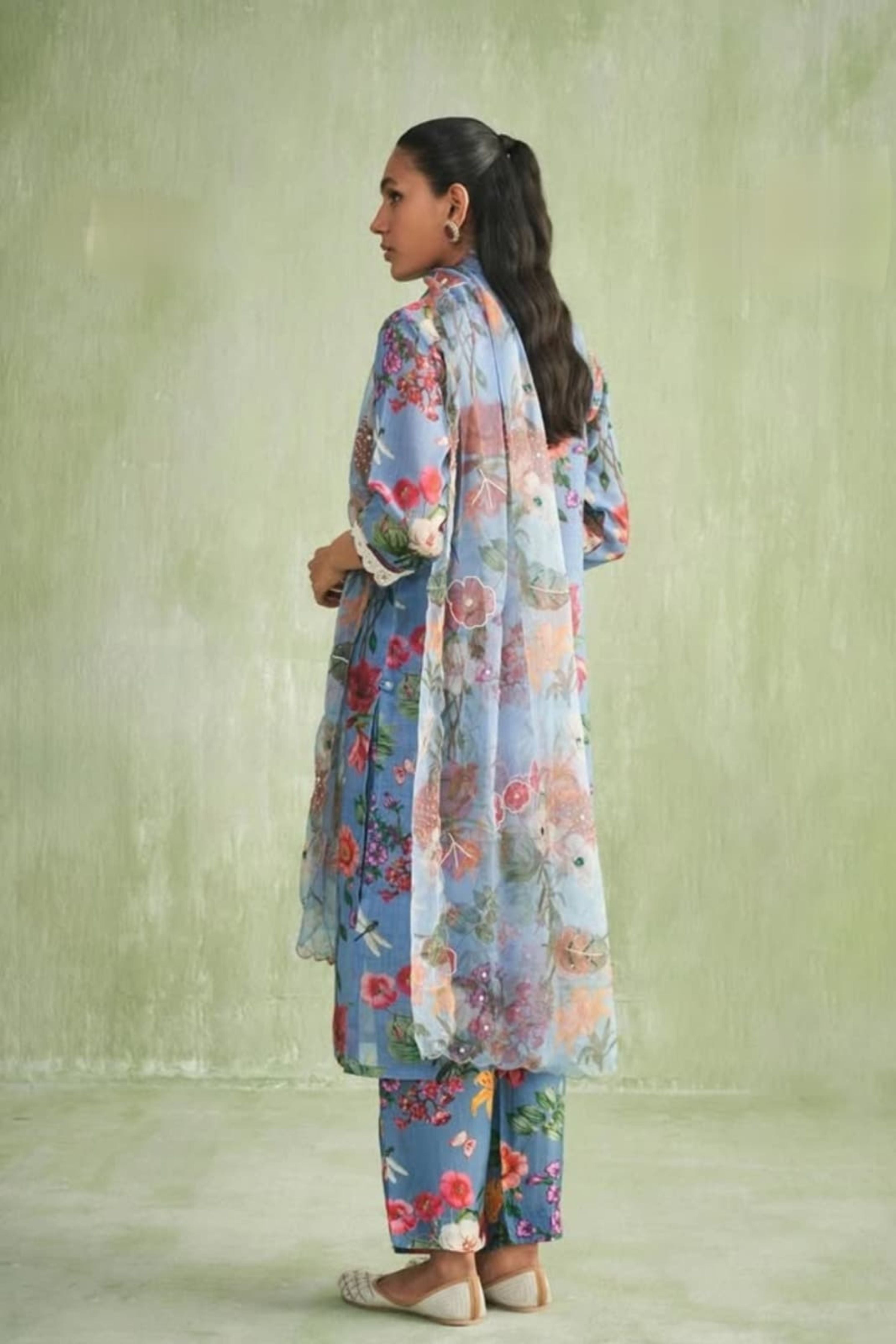 Blue Printed Kurta Set