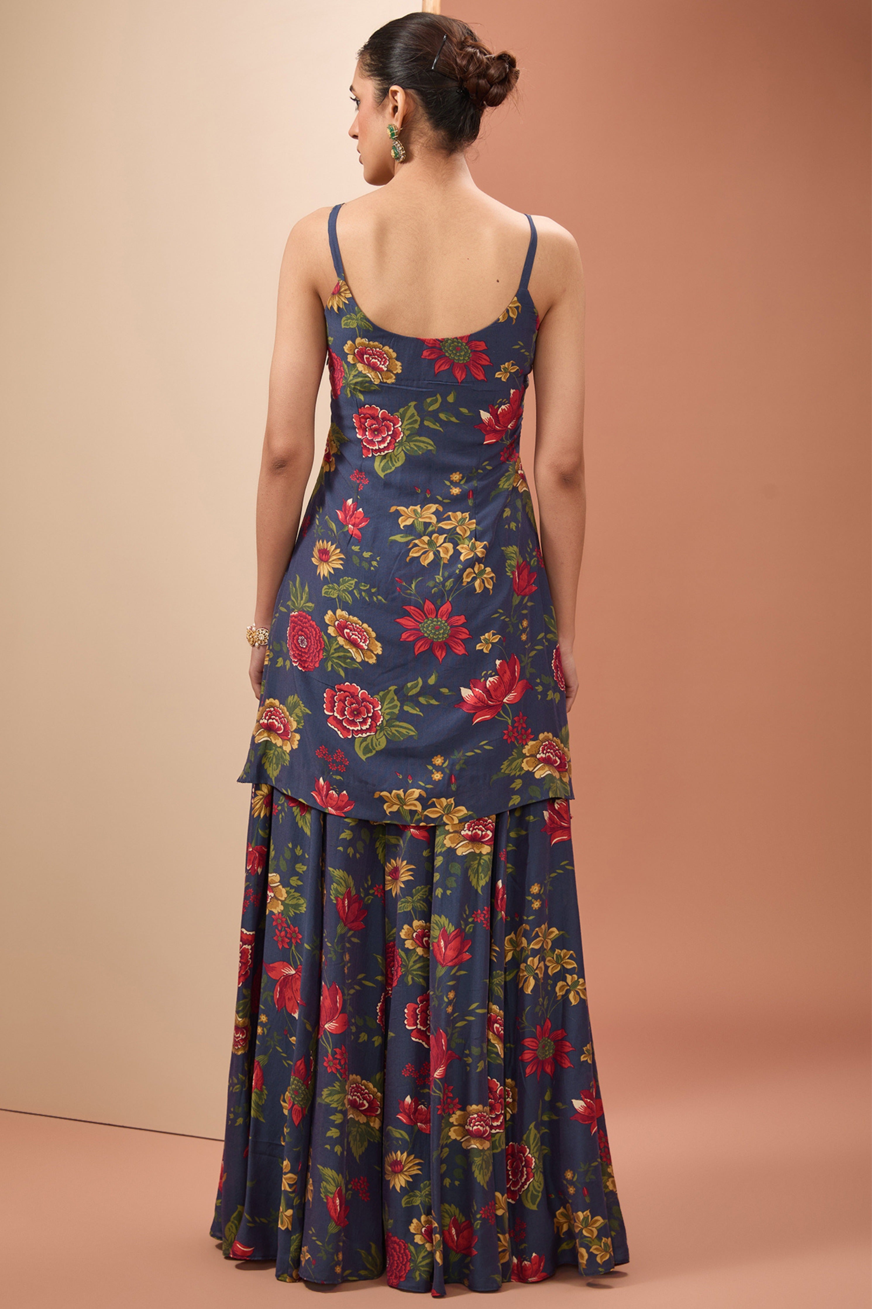 Blue Printed Sharara Set