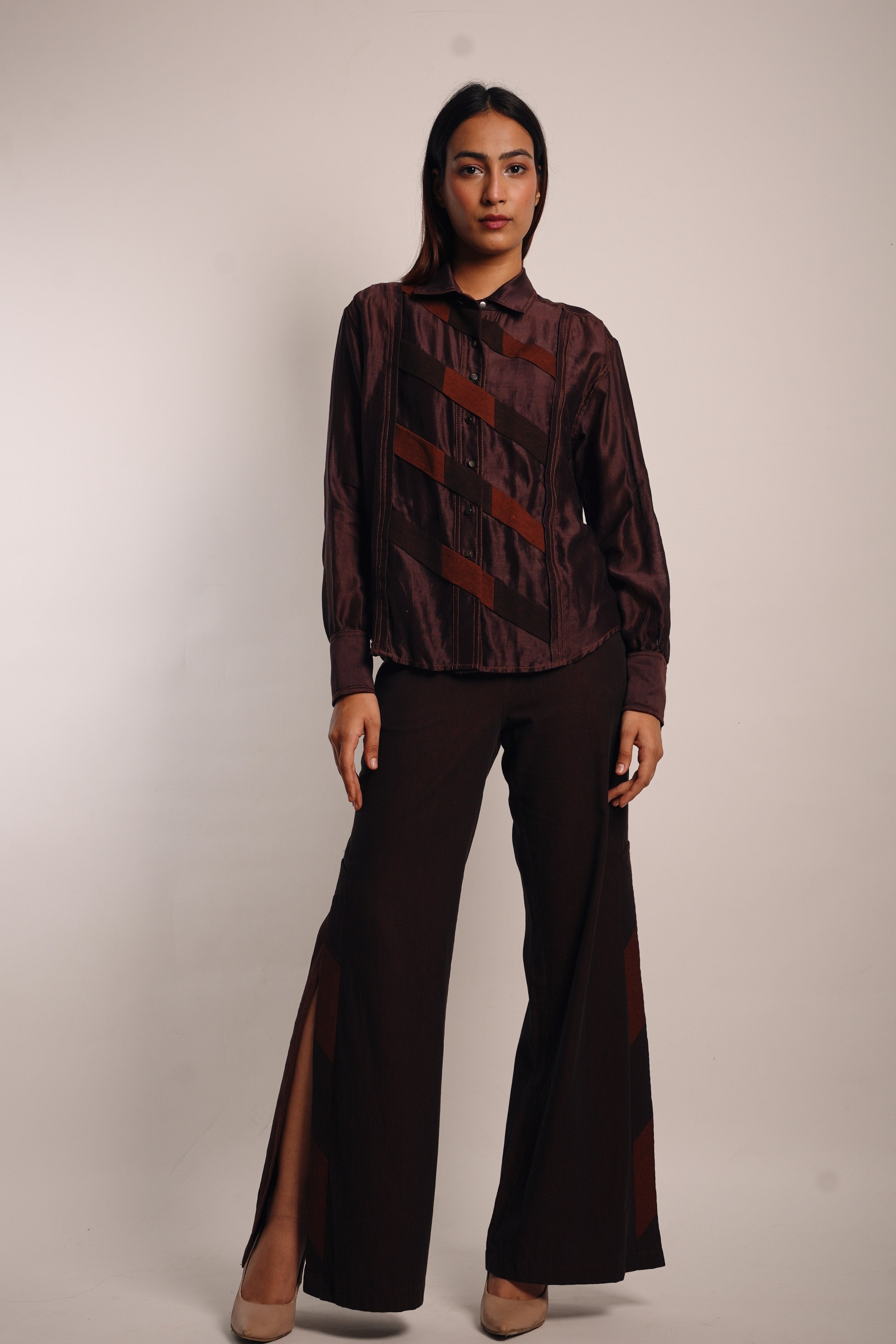 Brown Denim Stripe Co-Ord Set