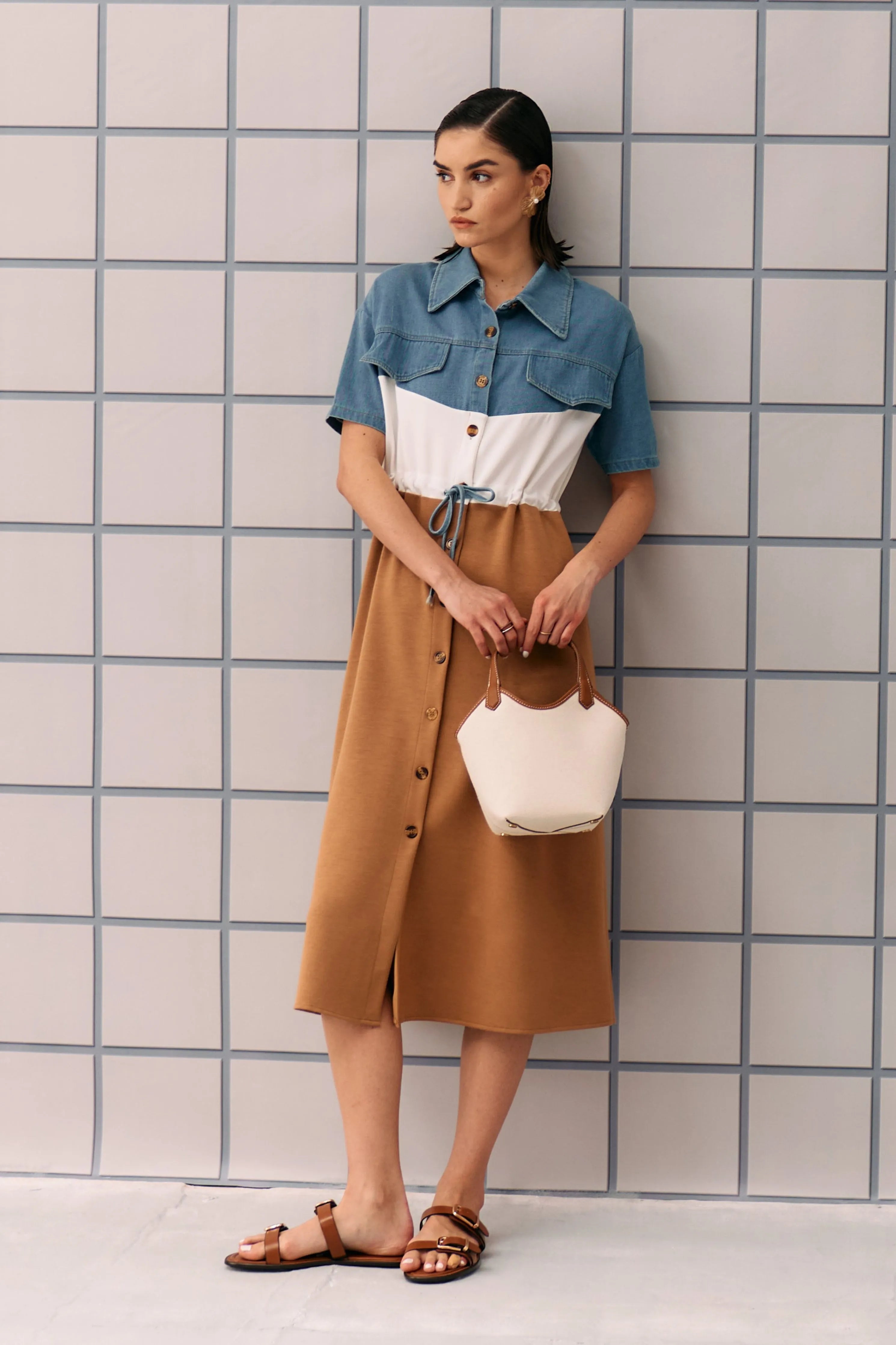 Brown Denim Capri Dress