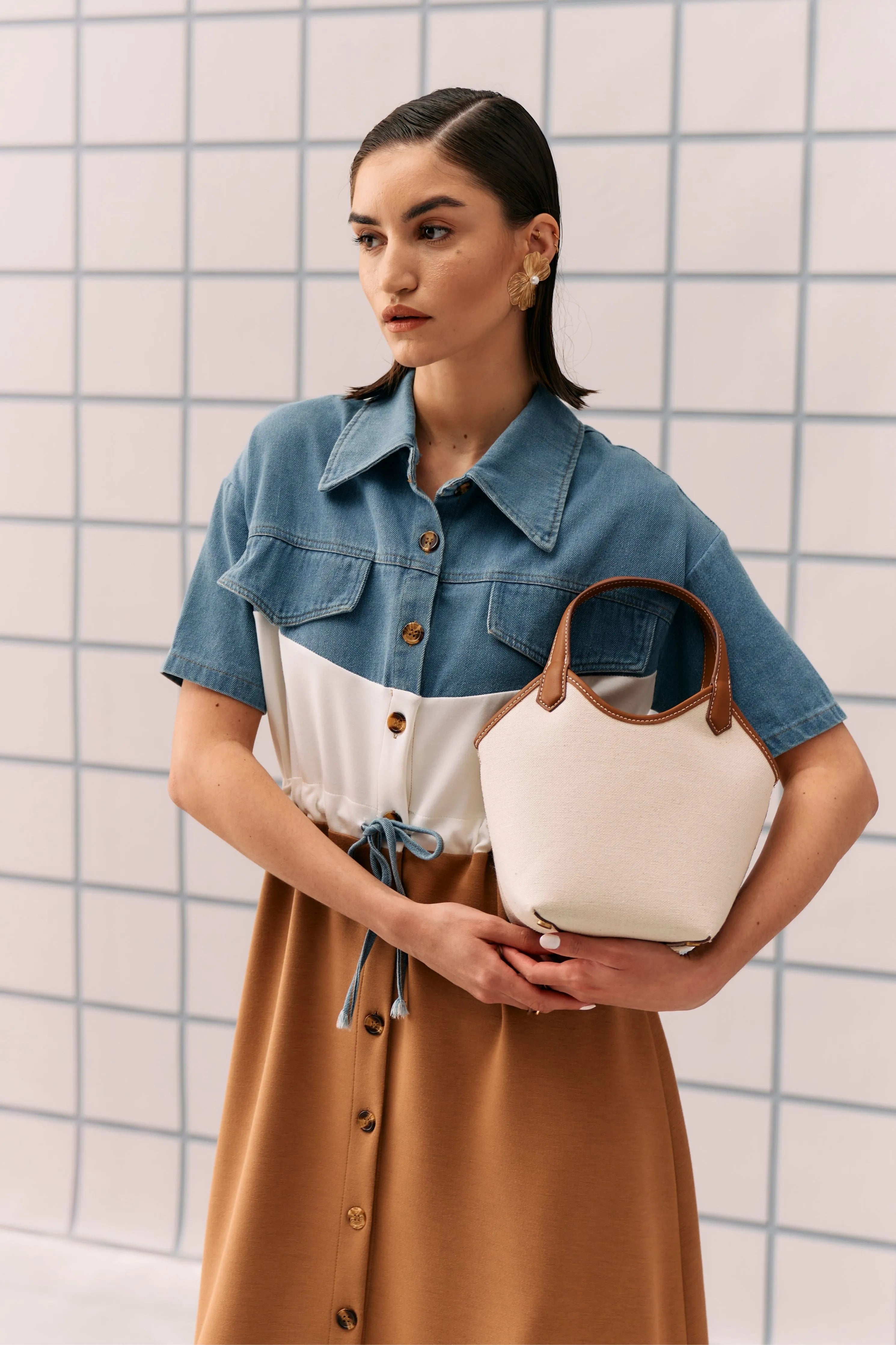 Brown Denim Capri Dress