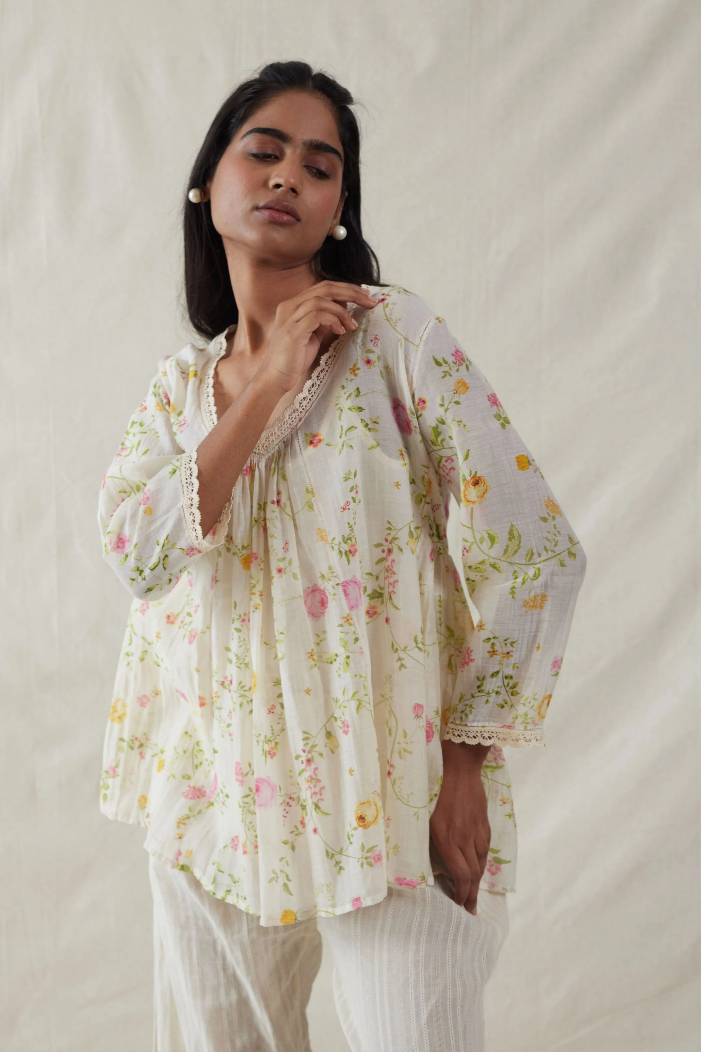 Pink Hand Woven Cotton Silk top