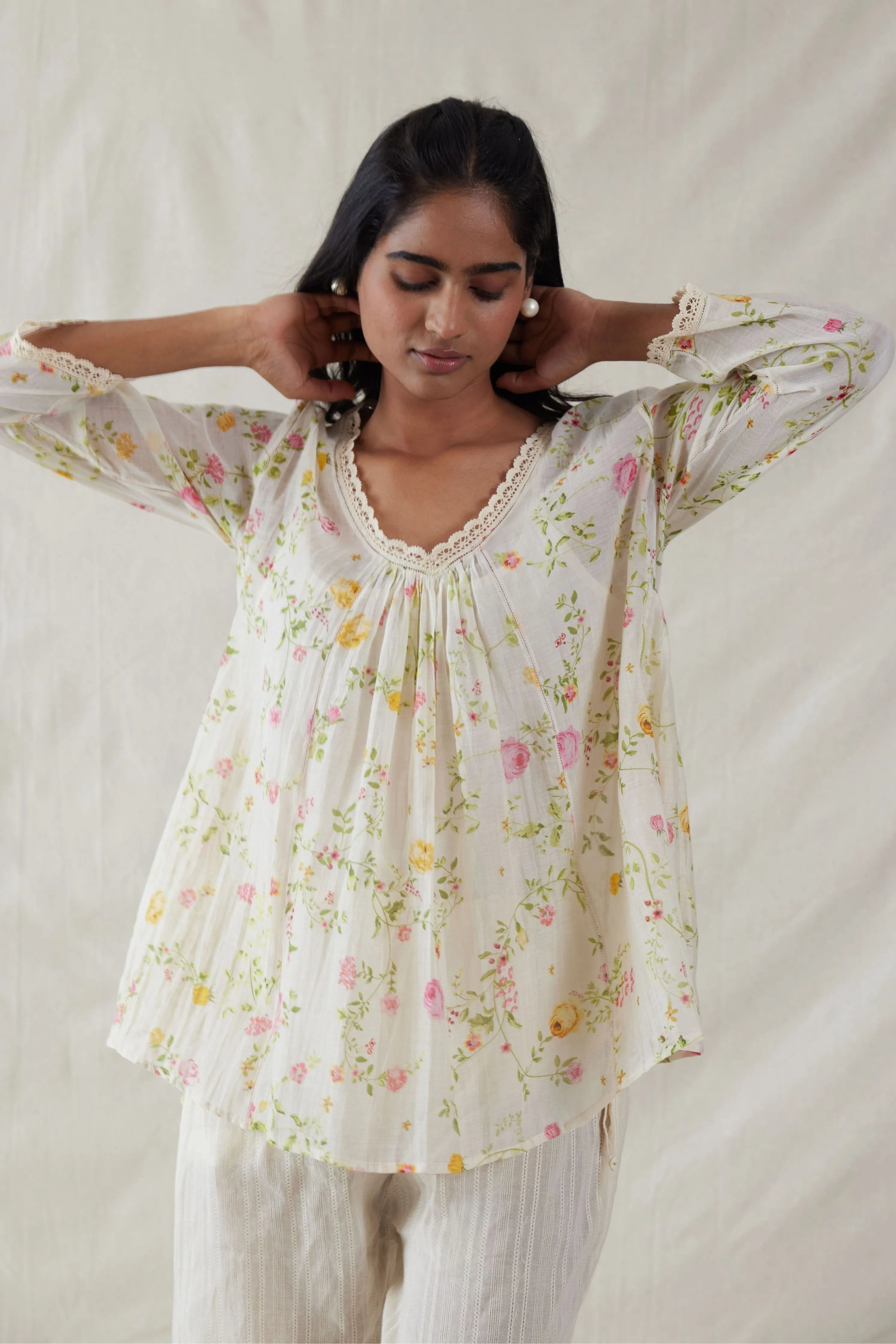 Pink Hand Woven Cotton Silk top