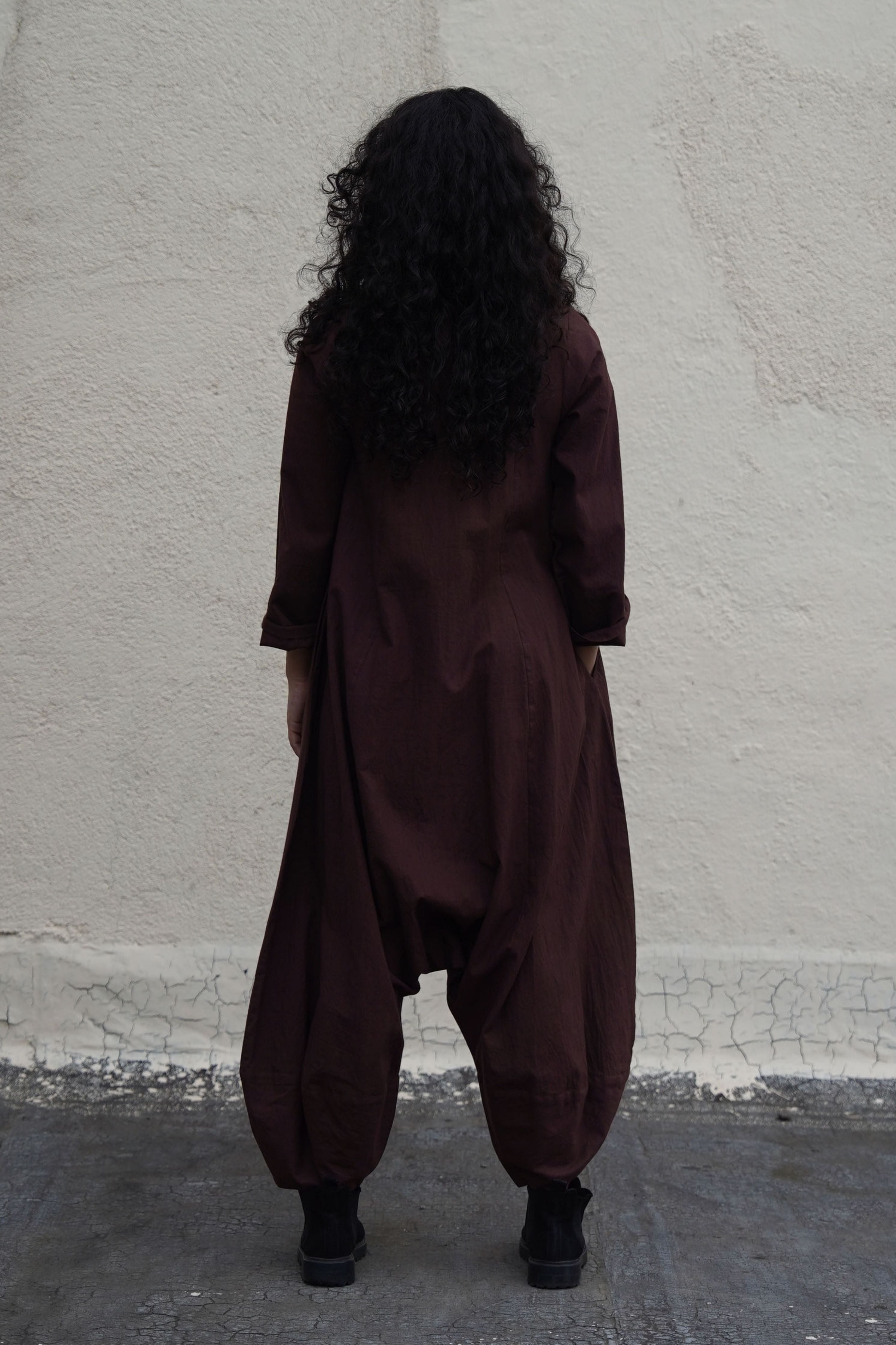 Brown Collar Sleeve Suga Jumpsuit