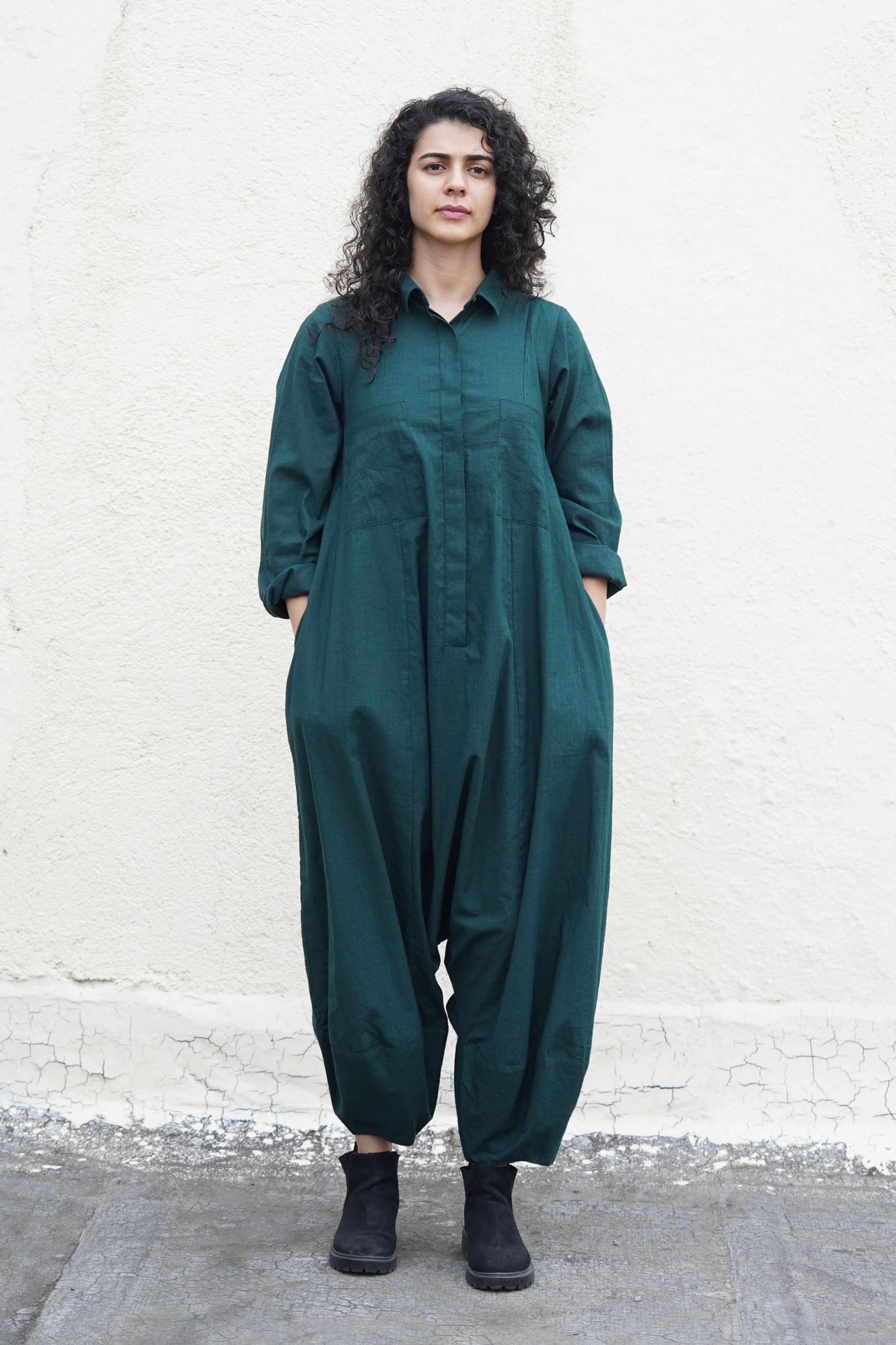 Green Collar Sleeve Suga Jumpsuit