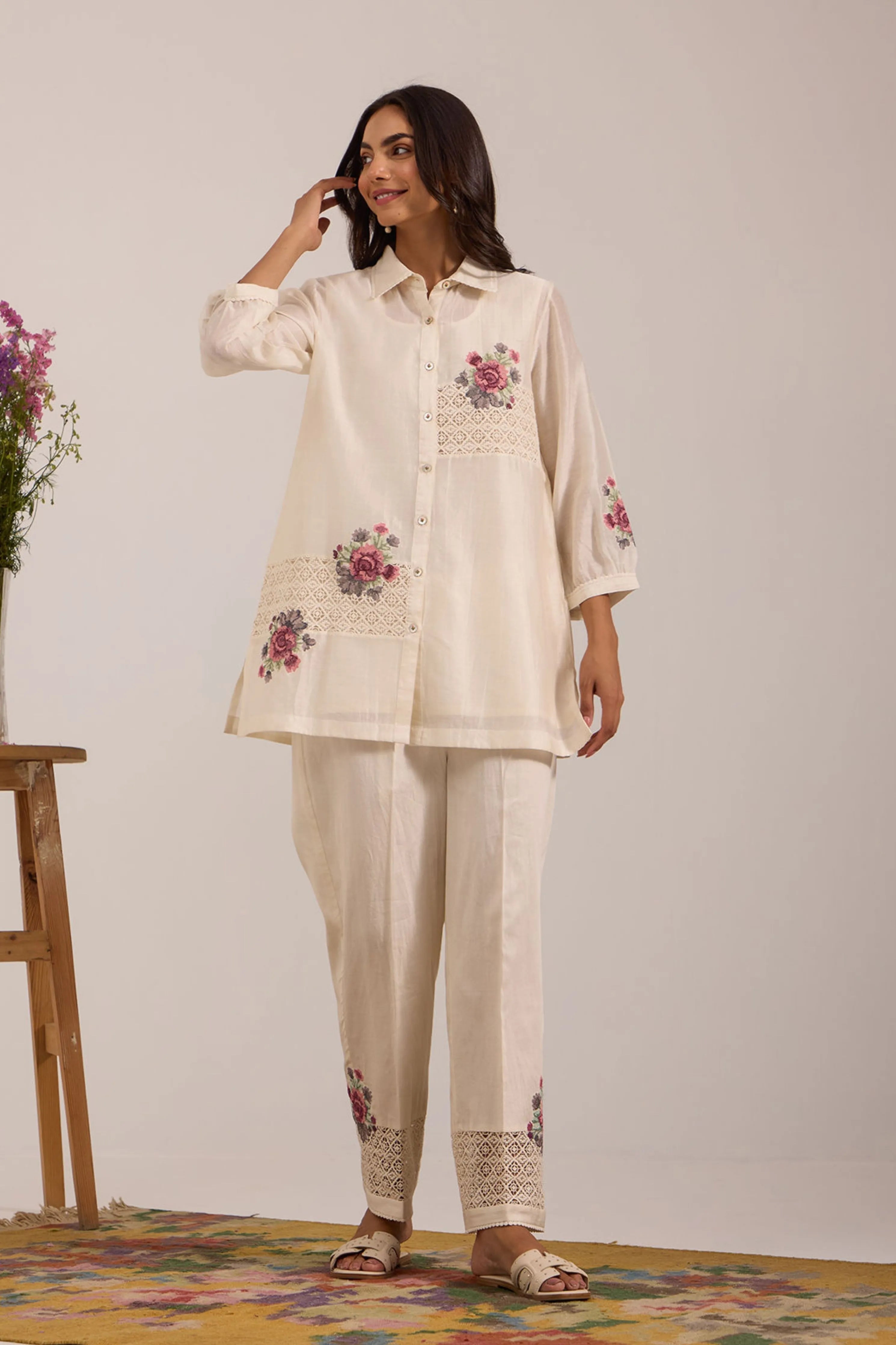 Off-White Chanderi Co-Ord Set