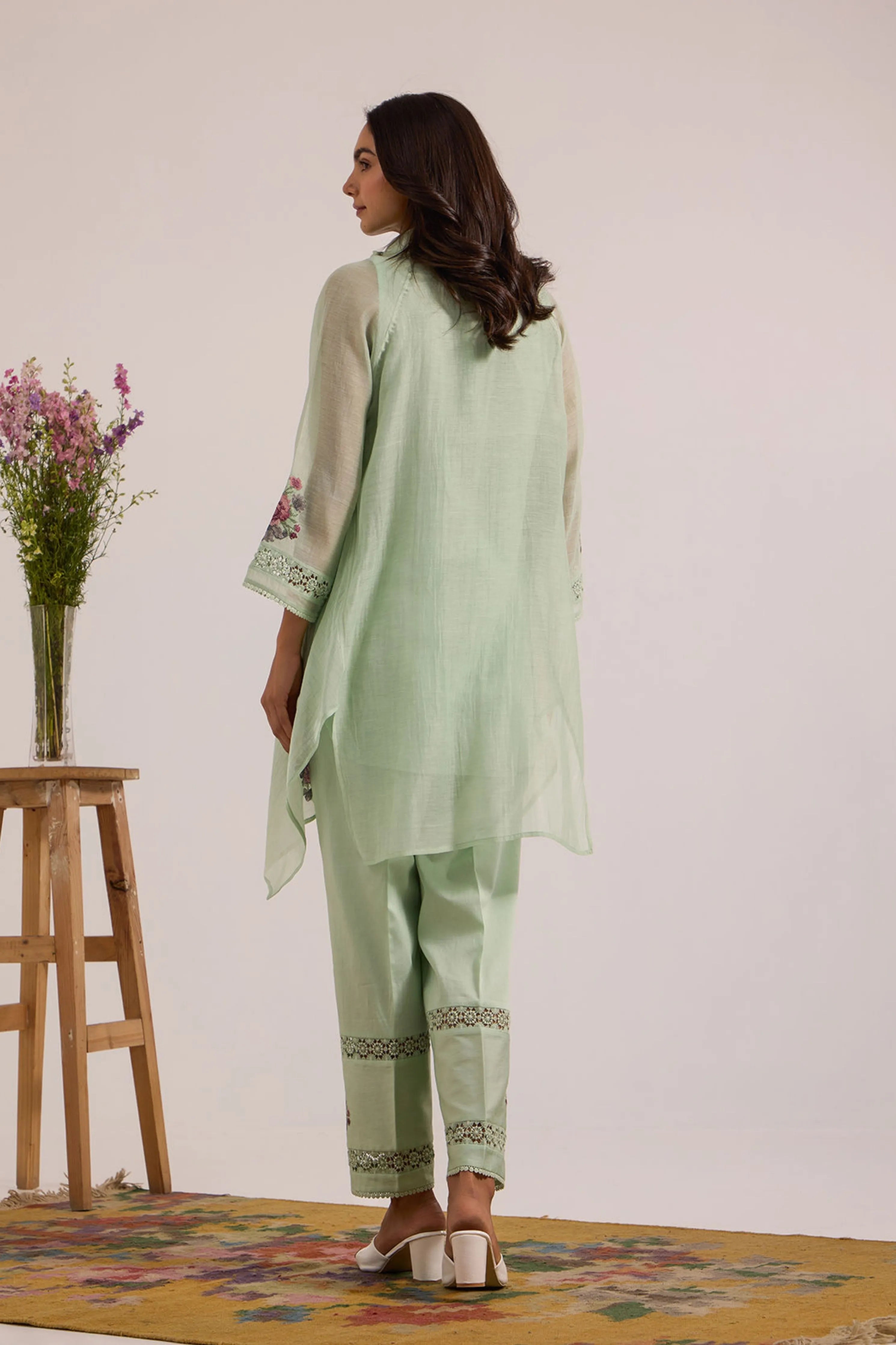 Sea Green Embroidered Kurta Set
