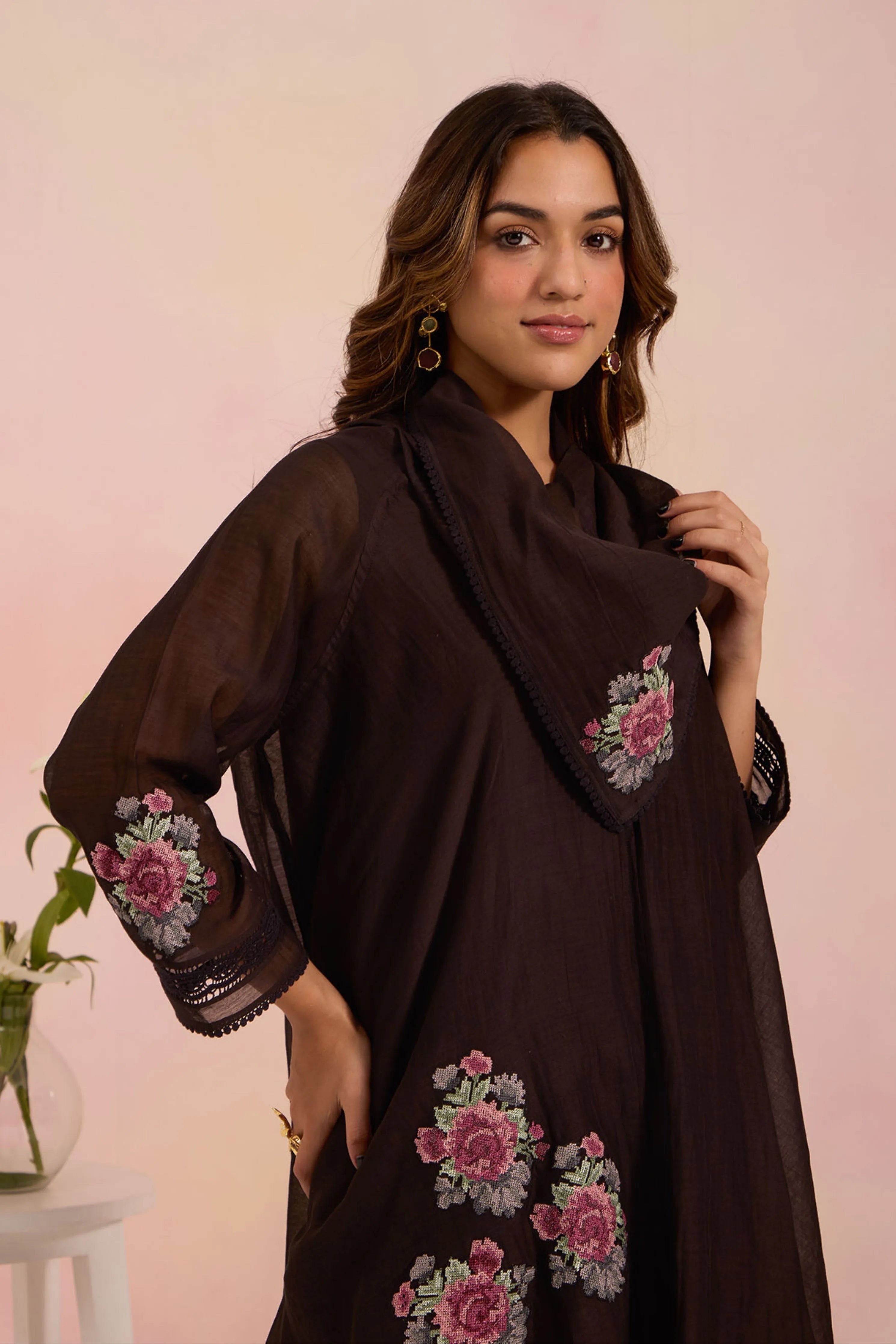 Black Asymmetric Tunic Set