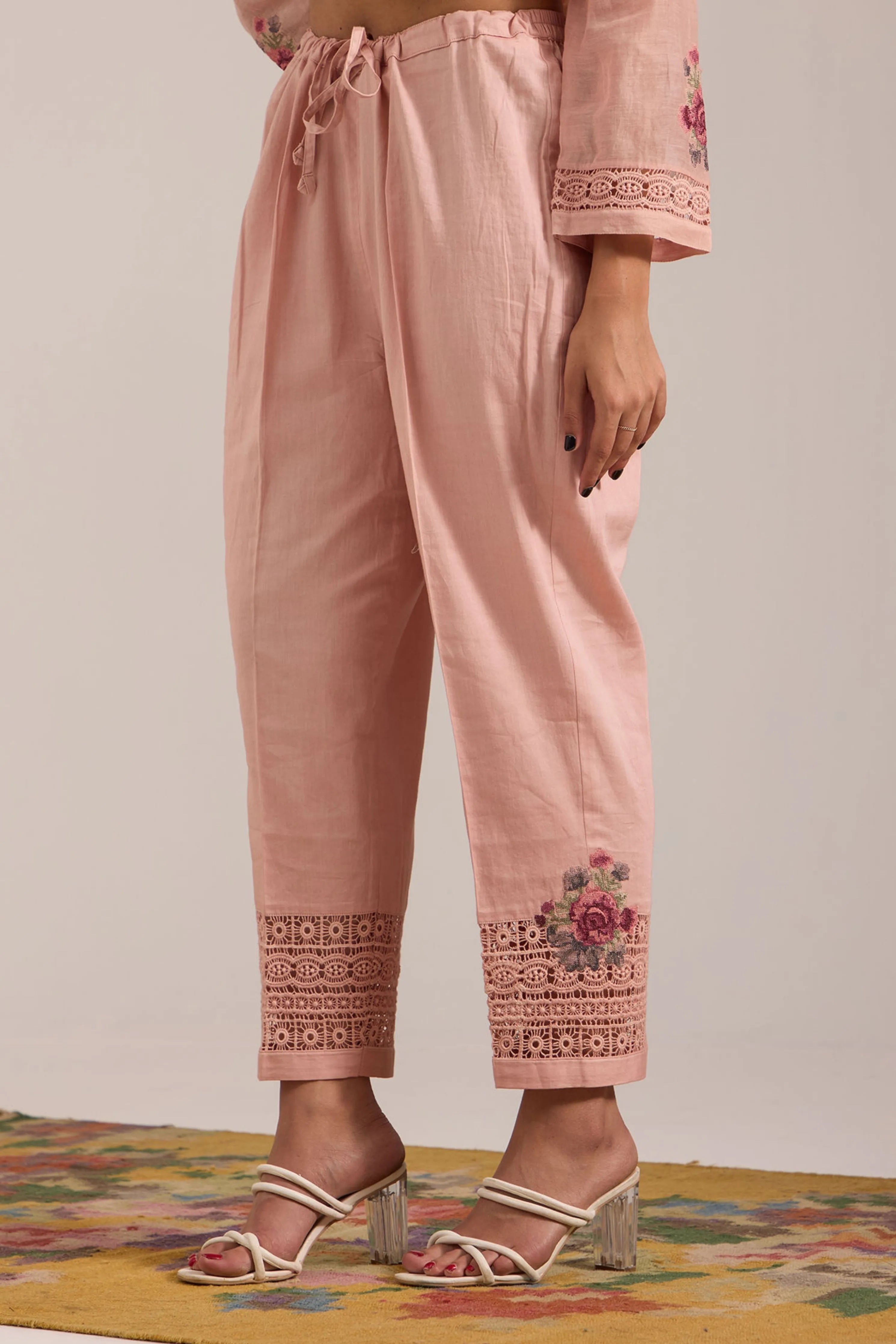 Pink Cowl Collar Tunic Set