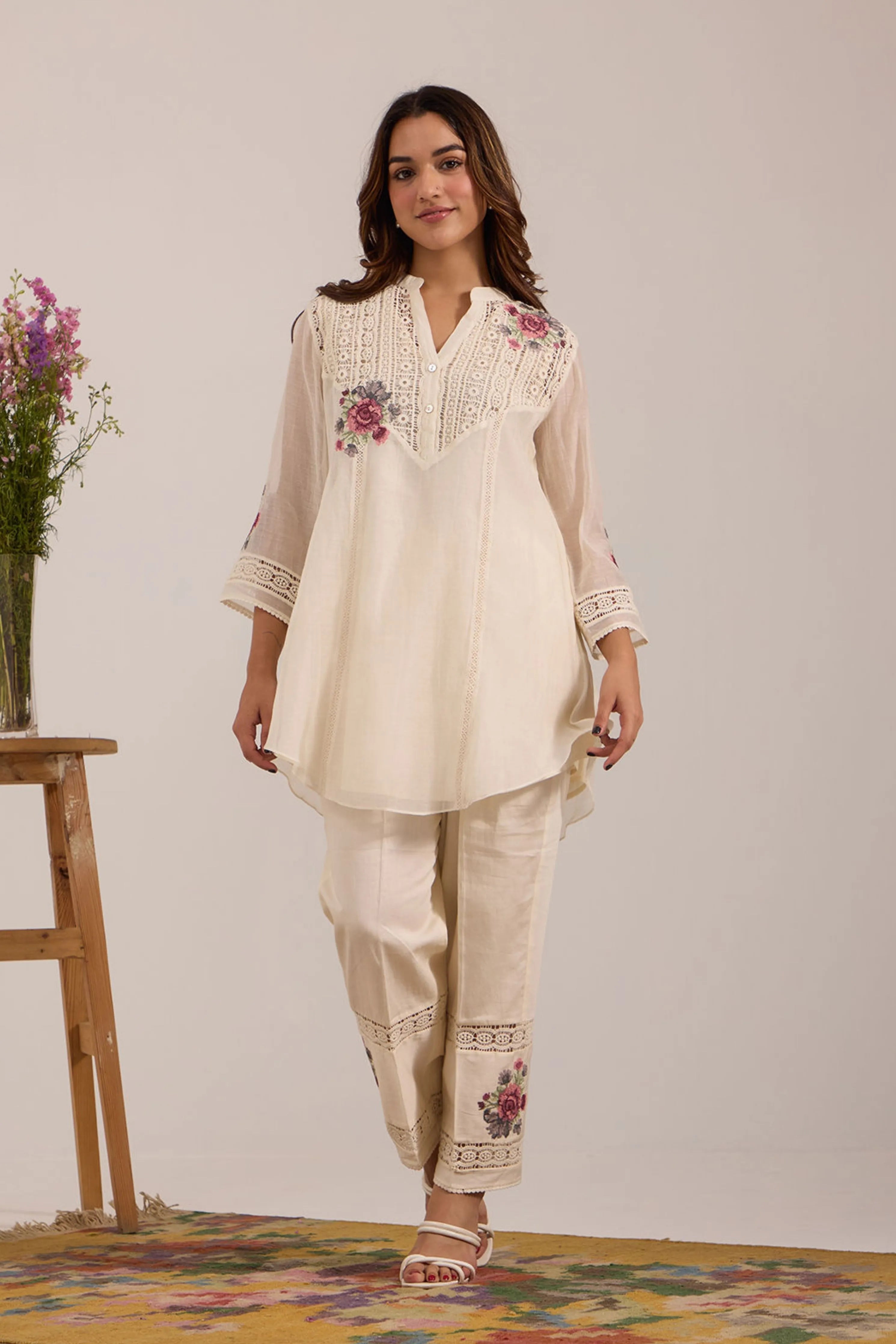 Off-White Chanderi Tunic Set