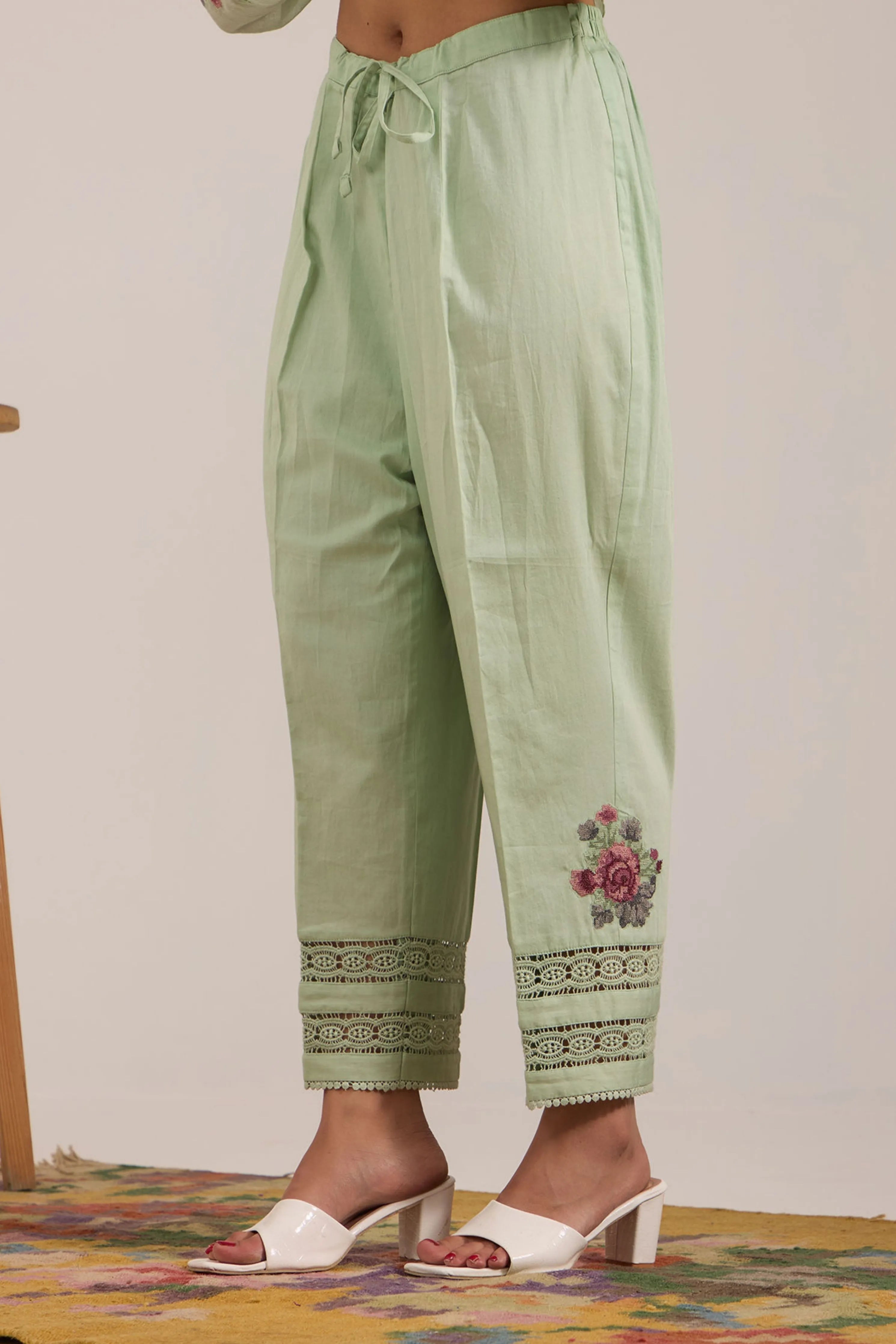 Sea Green Chanderi Tunic Set