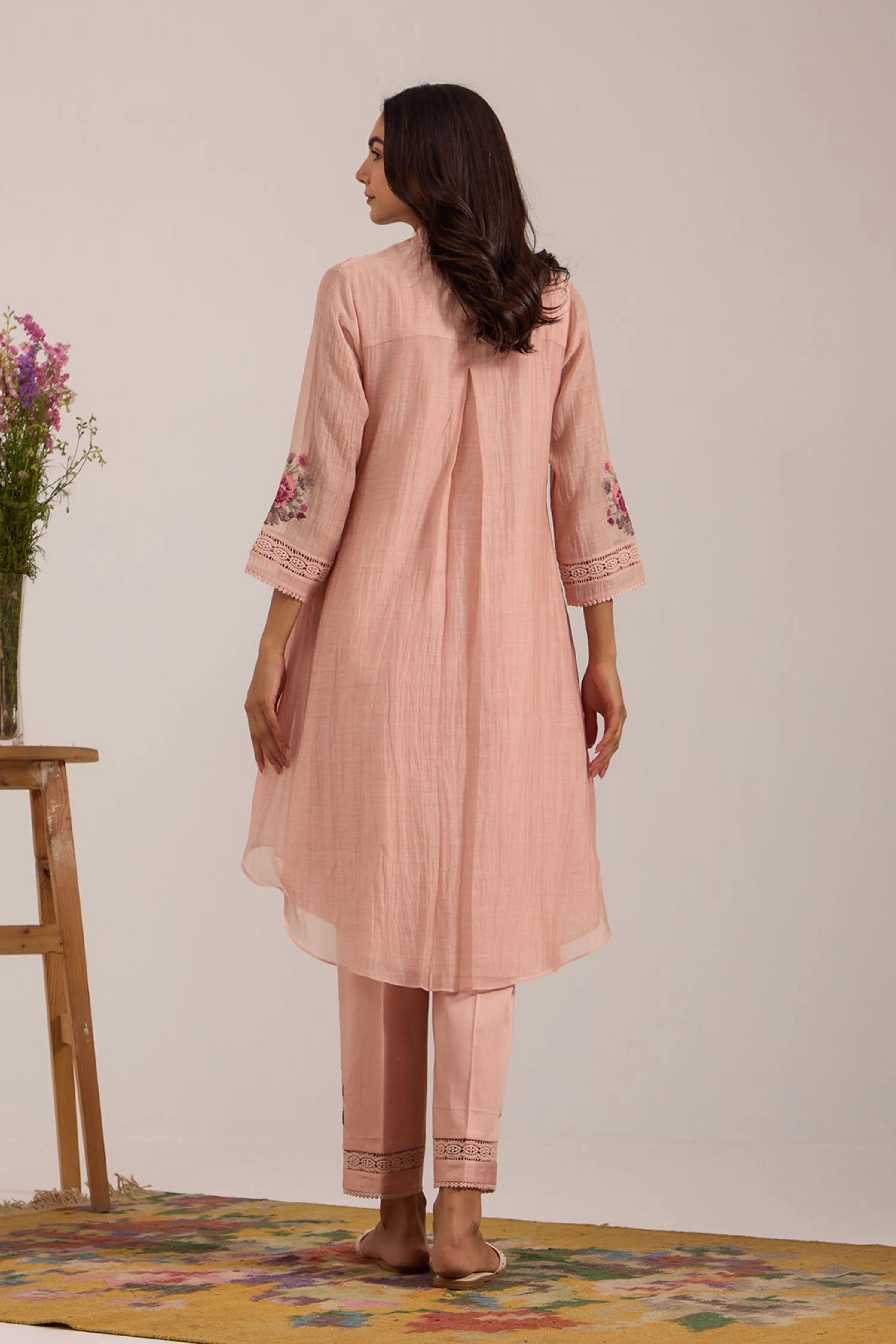 Sea Green Chanderi Tunic Set