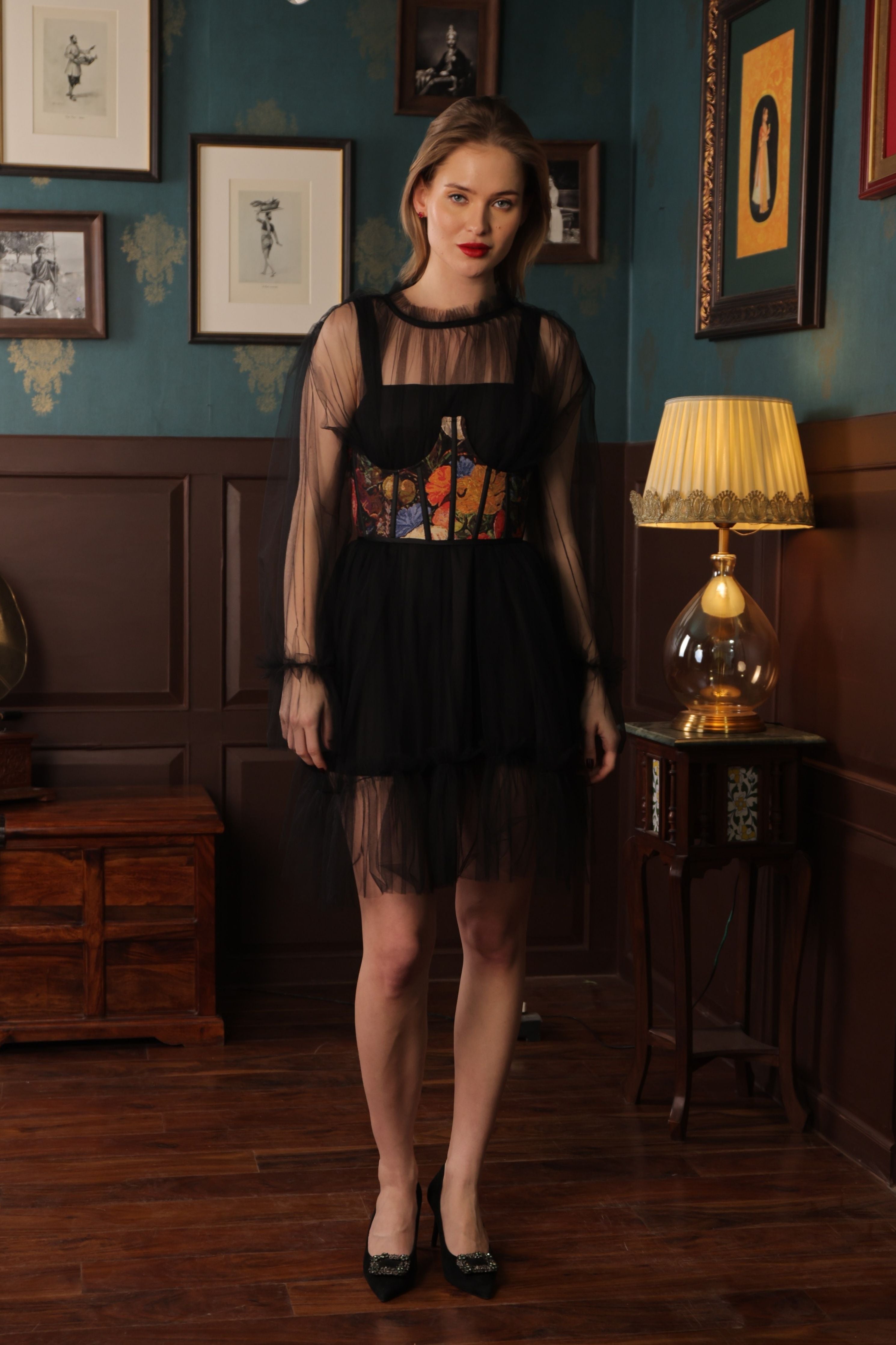 Shadow Corset Ruffle Dress Set