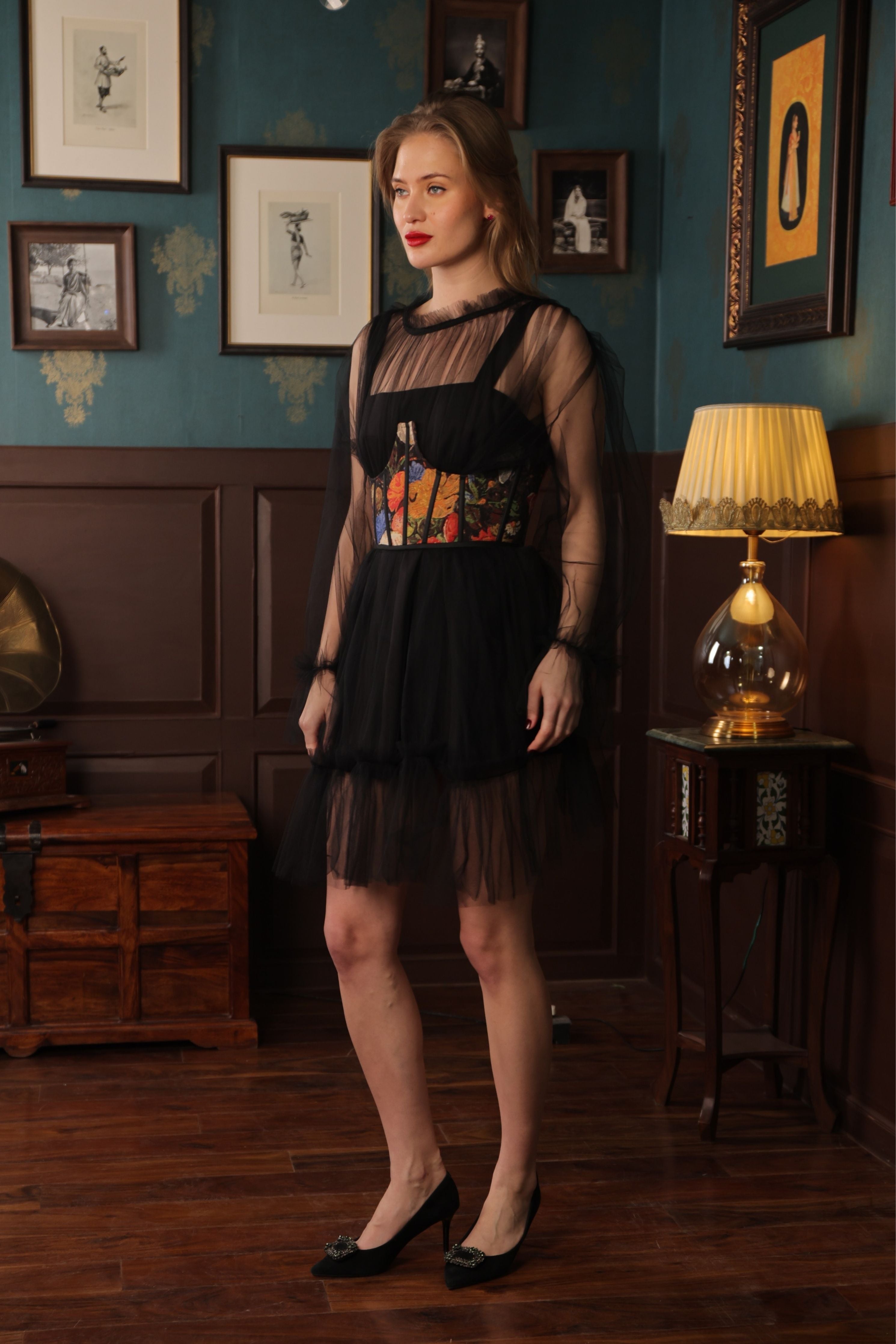 Shadow Corset Ruffle Dress Set
