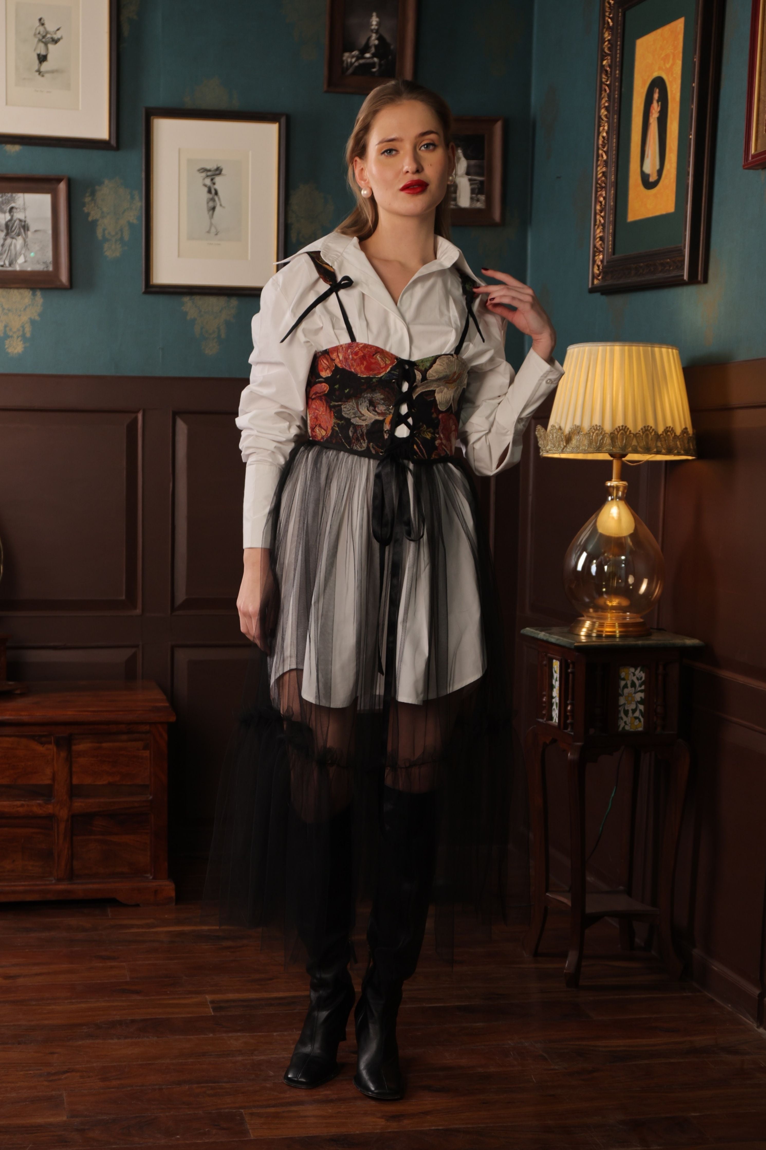 Dark Petal Skirt Set