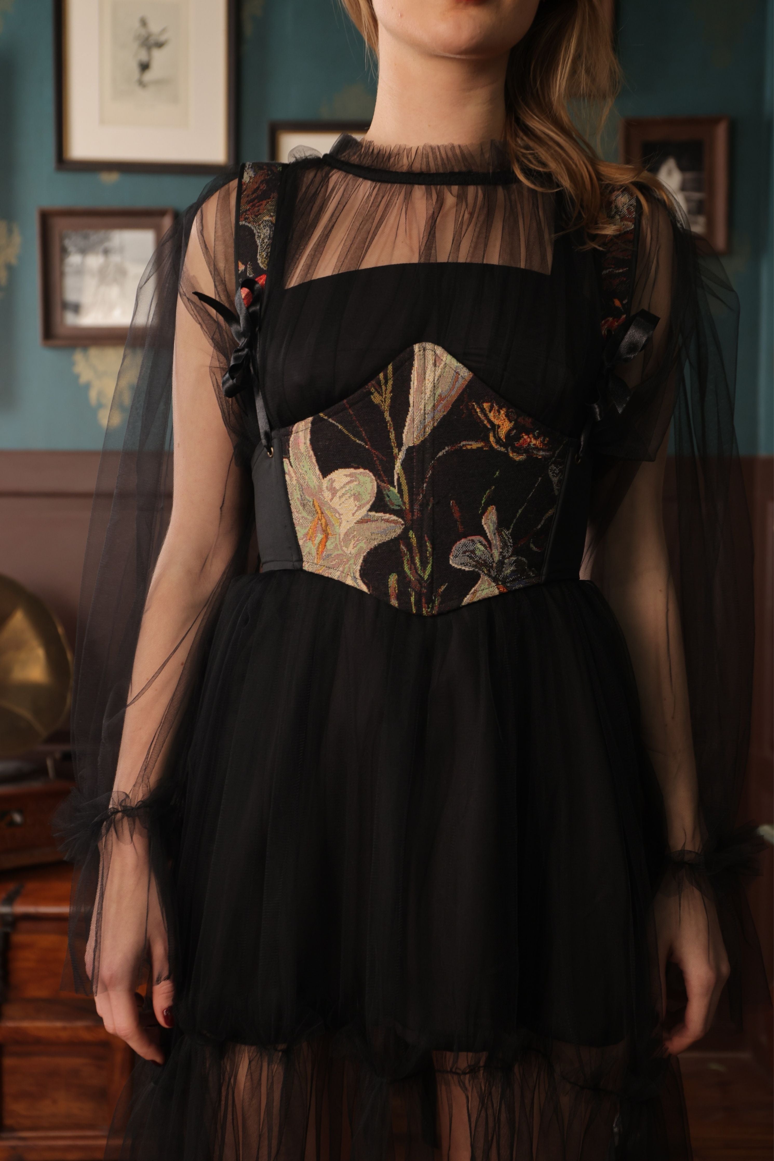 Raven Ruffle Corset Dress Set